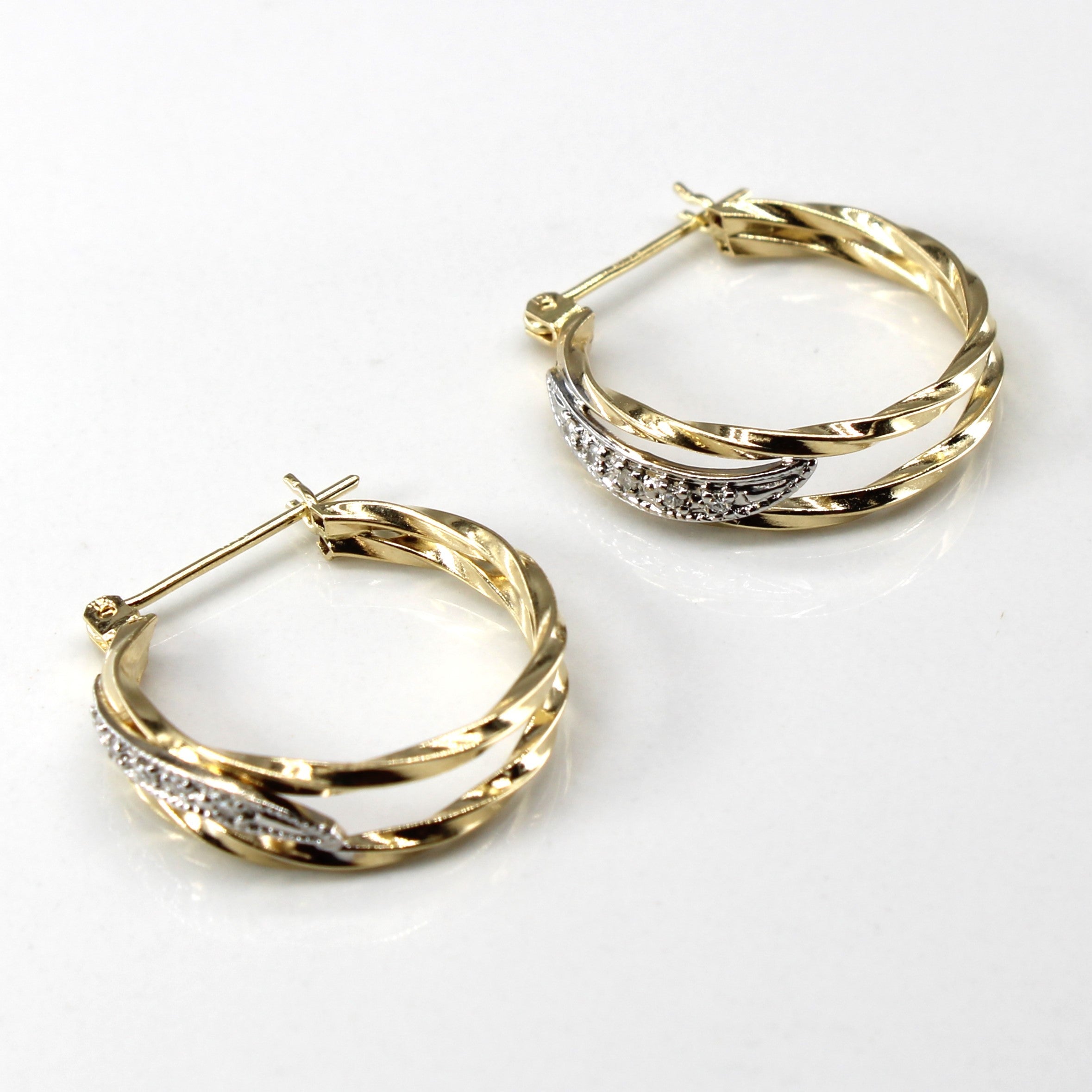 Two Tone Gold Diamond Hoops | 0.12ctw |