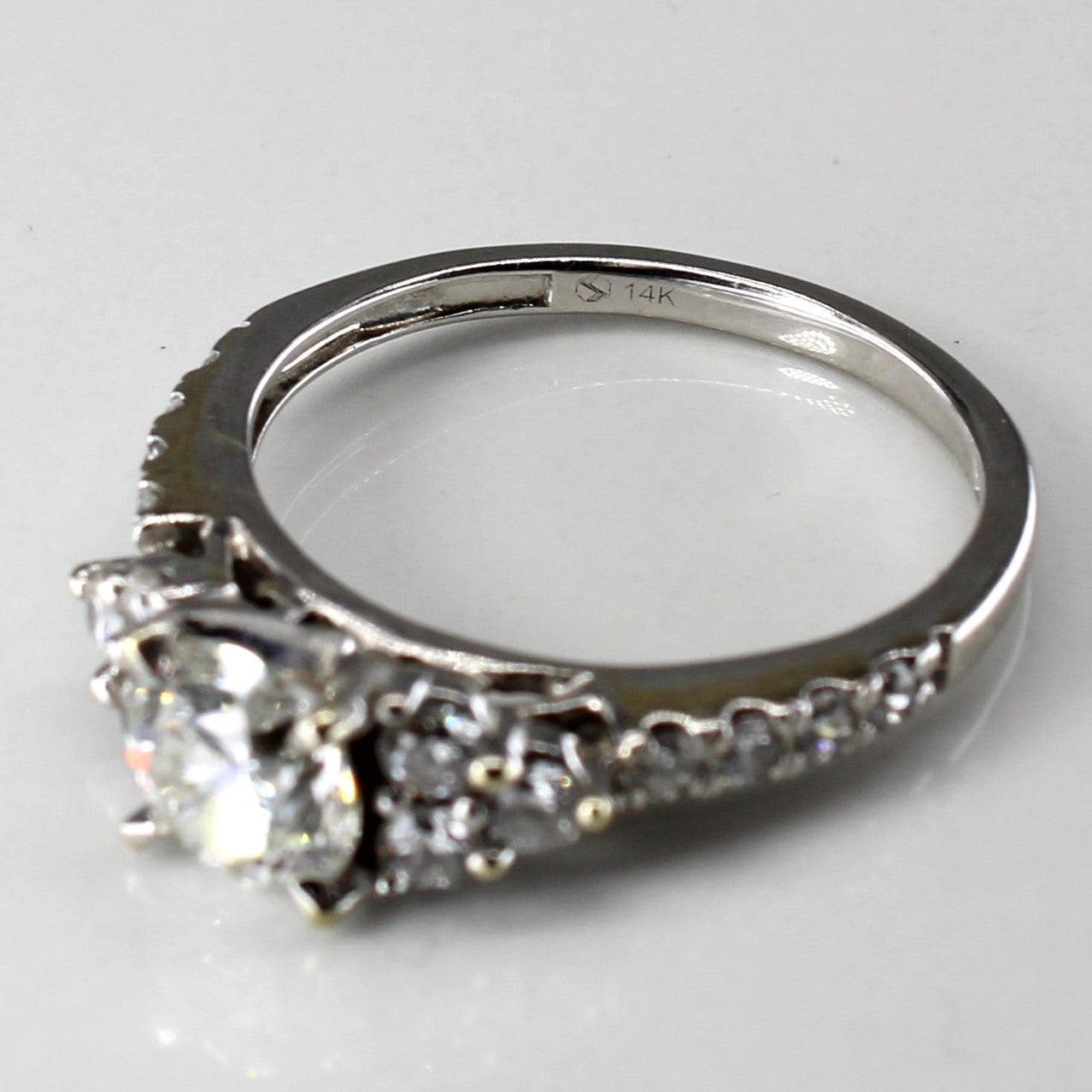 Canadian Diamond Engagement 14k Ring with Accent Stones | 1.32ctw SI2 G/H | SZ 6.5 |