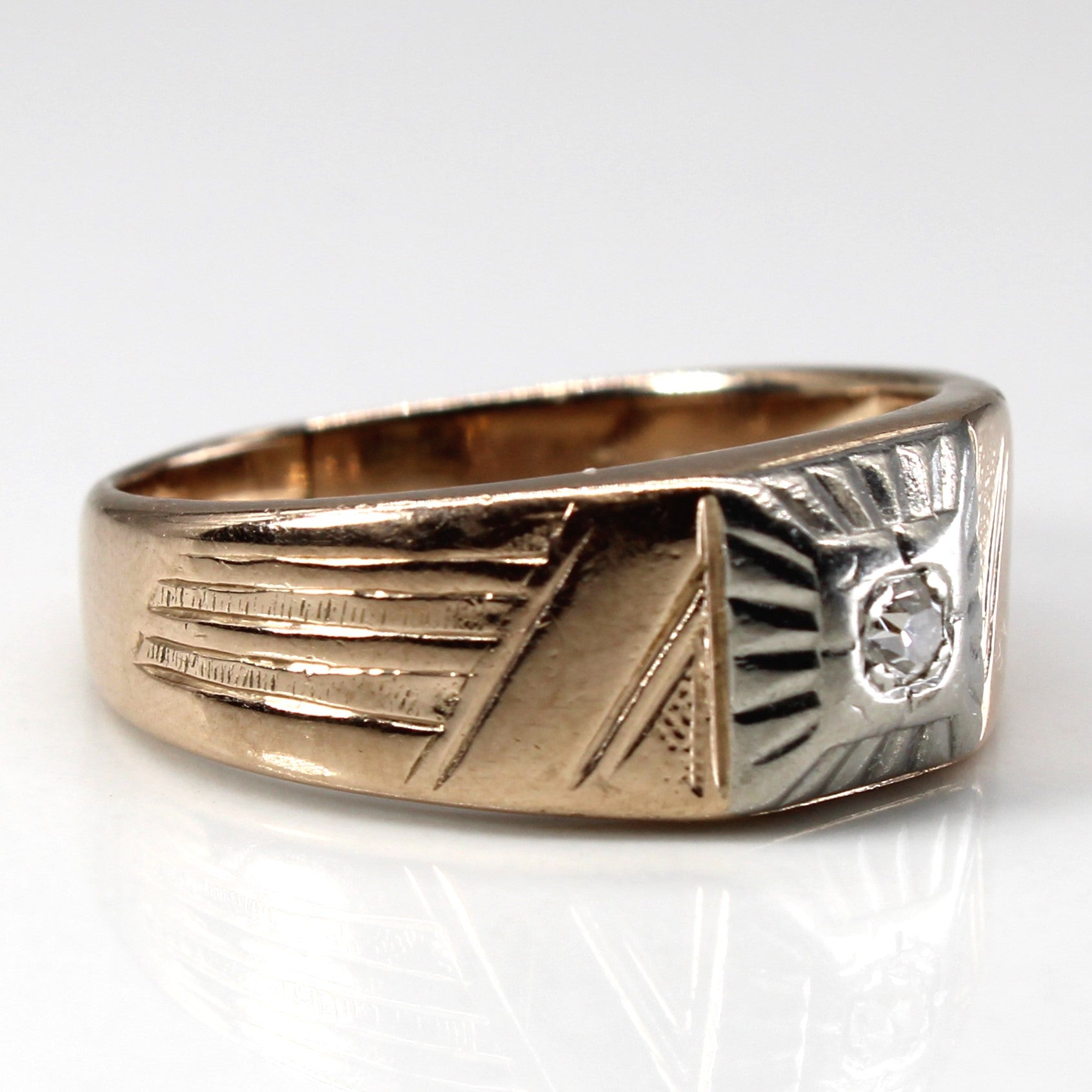 Bezel Set Diamond Two Tone Gold Ring | 0.04ct | SZ 8 |