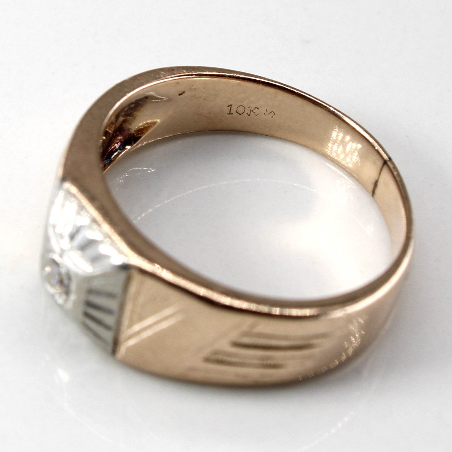 Bezel Set Diamond Two Tone Gold Ring | 0.04ct | SZ 8 |