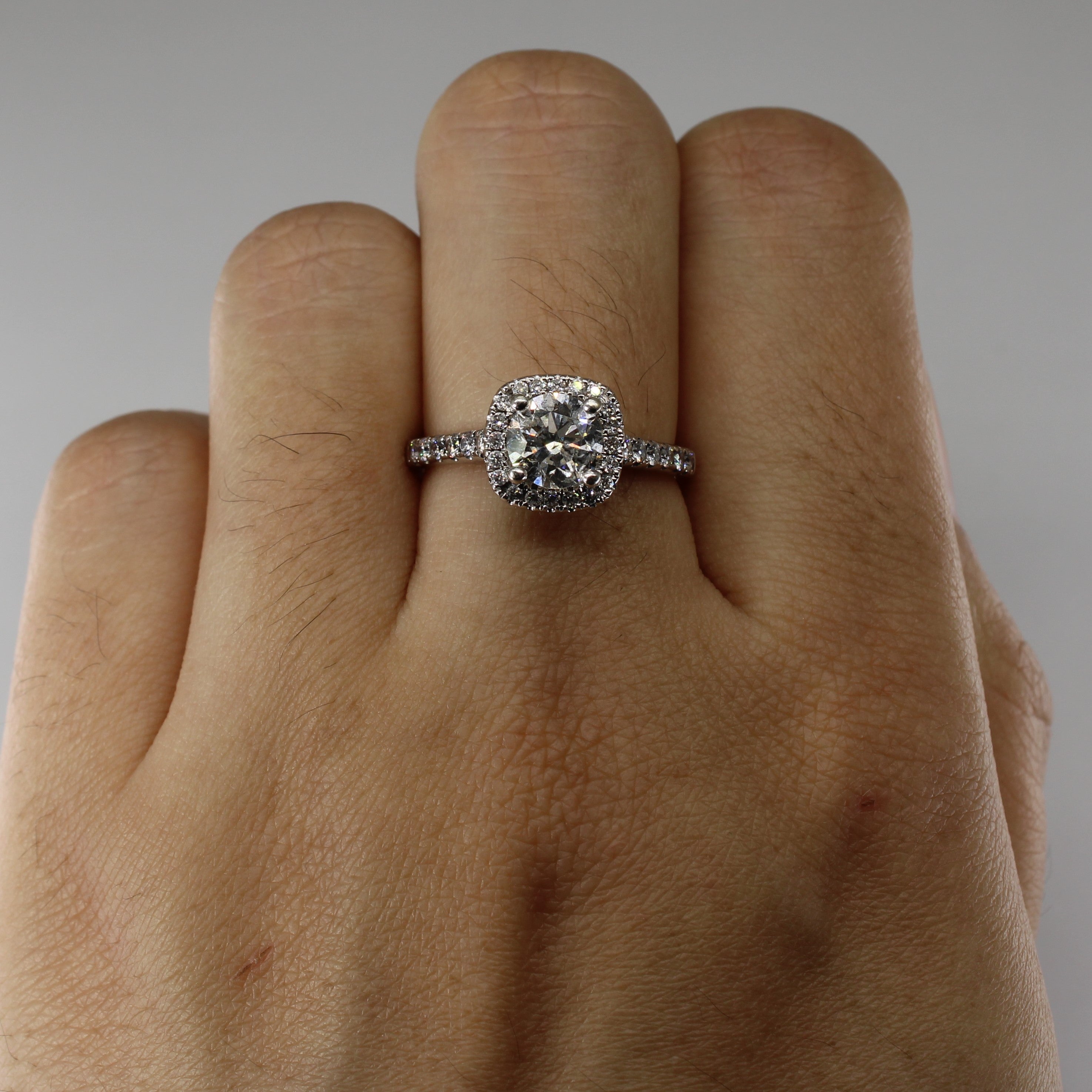 Canadian Halo Diamond Engagement 14k Ring | 1.28ctw I1 I | SZ 6.5 |