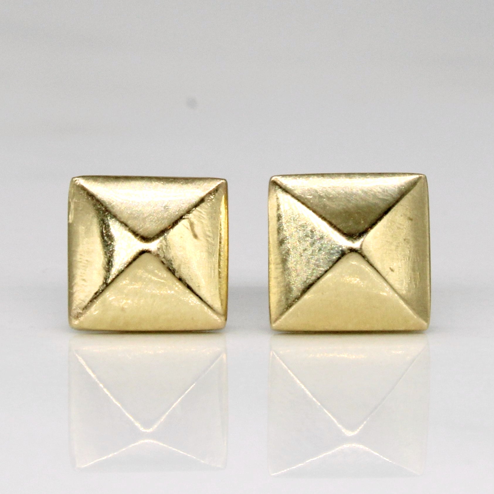 14k Yellow Gold Pyramid Earrings