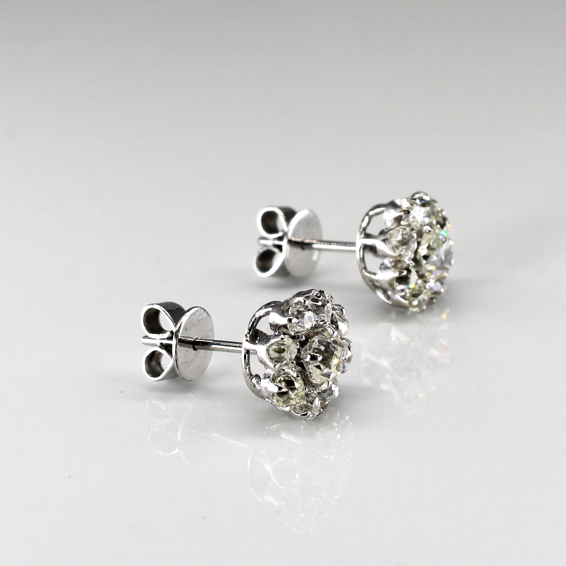 Old Mine Cut Diamond Stud Earrings | 1.82ctw |
