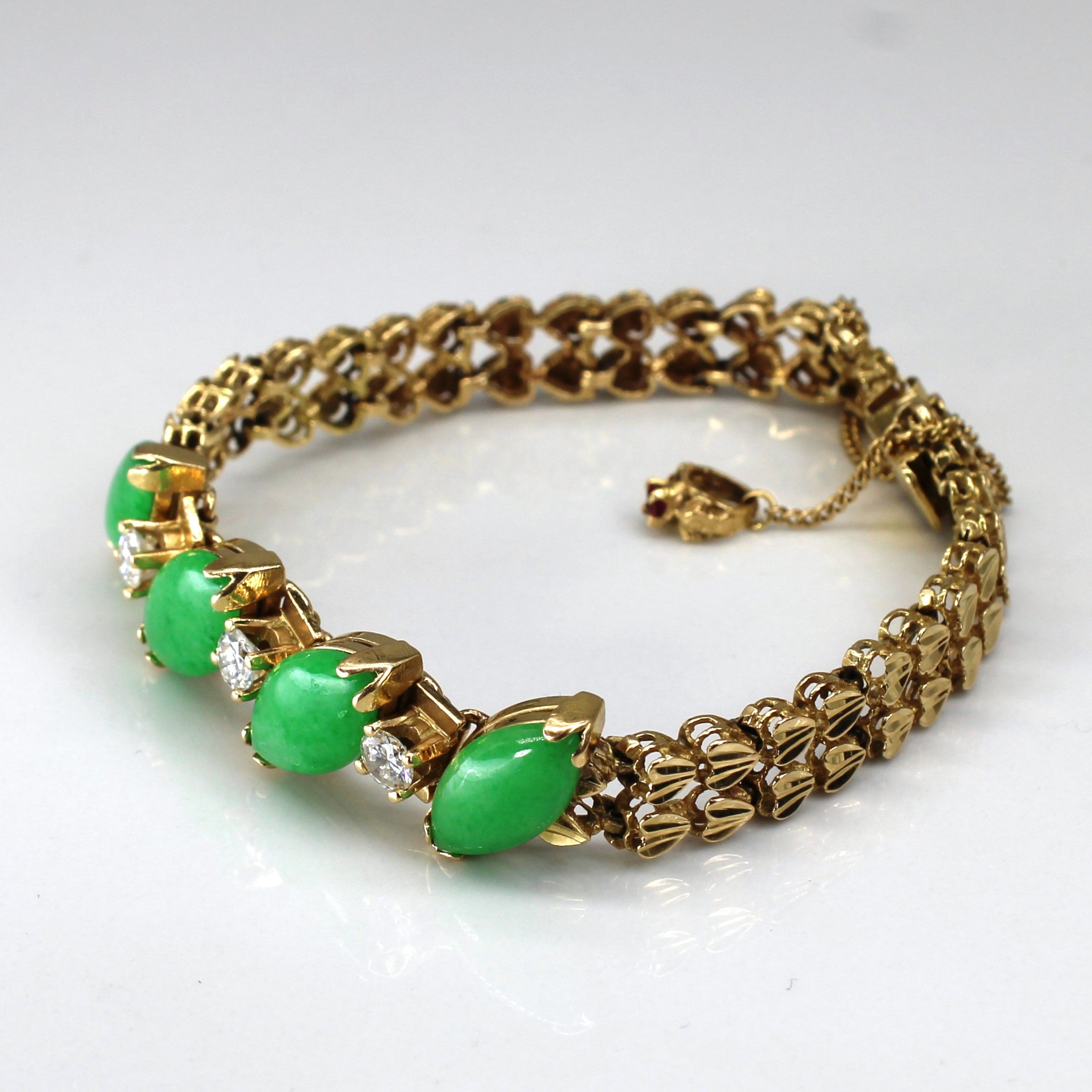 Jade & Diamond Gemstone Bracelet | 9.05ctw, 0.75ctw | 7" |