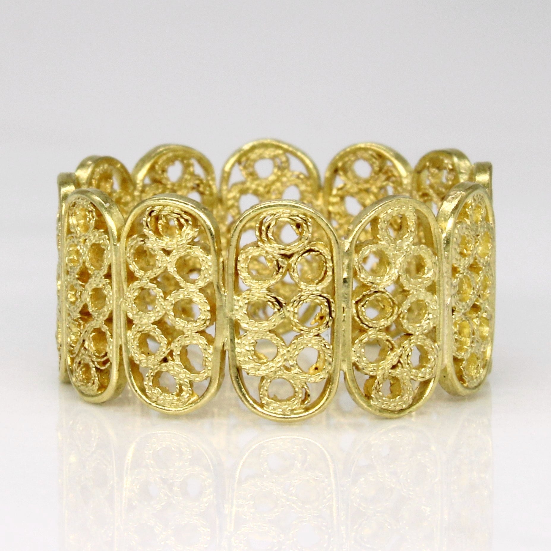 Bague en or jaune 18 carats à motif treillis | Taille 6 |