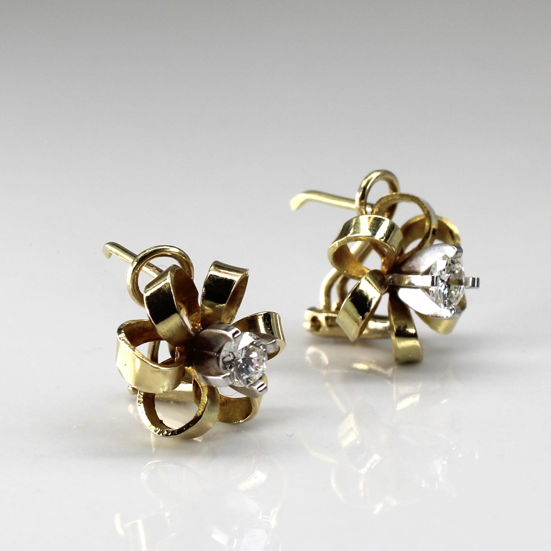 Solitaire Diamond Swirl Floral Earrings | 0.44ctw |