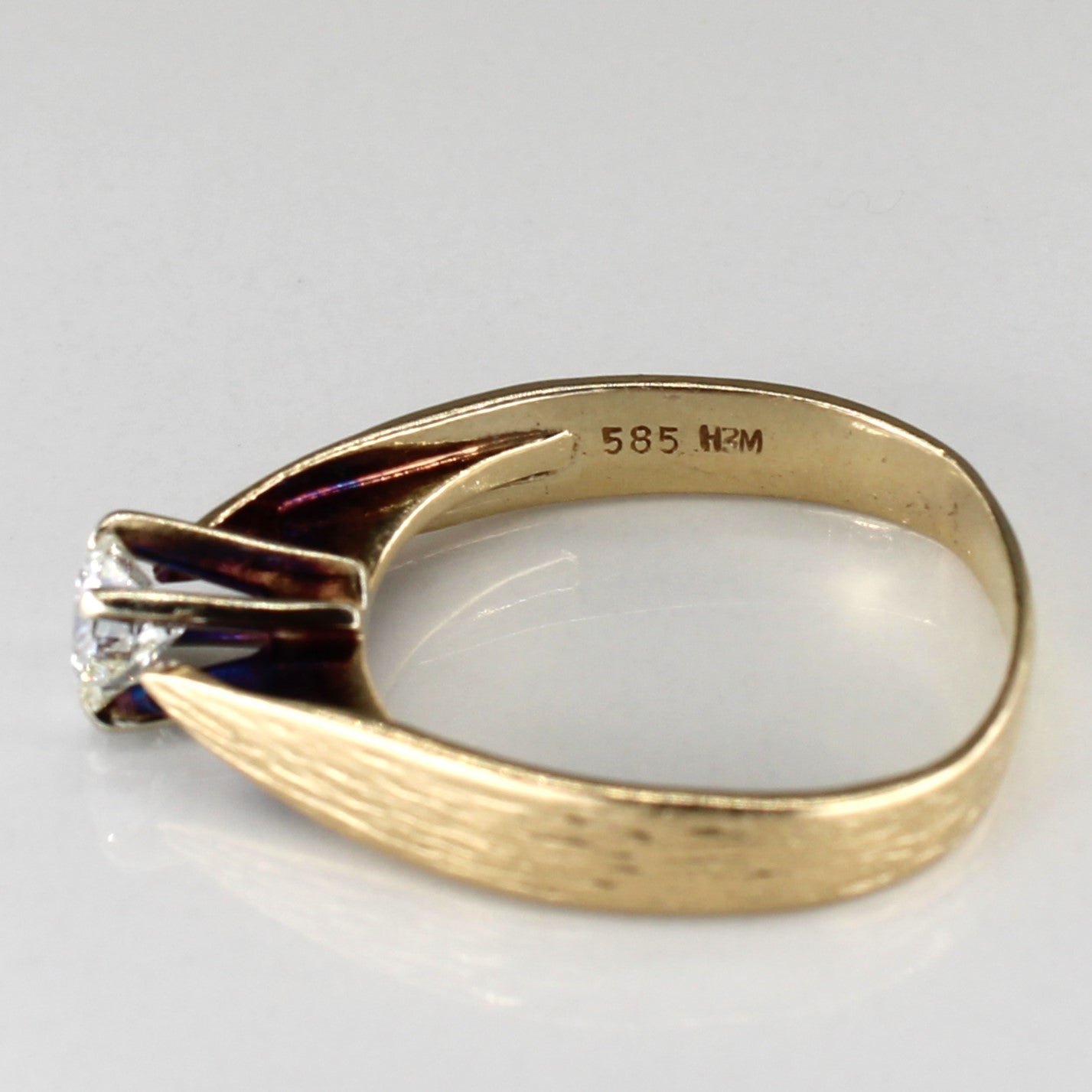 Solitaire Diamond Brushed Gold Ring | 0.48ct | SZ 8 |