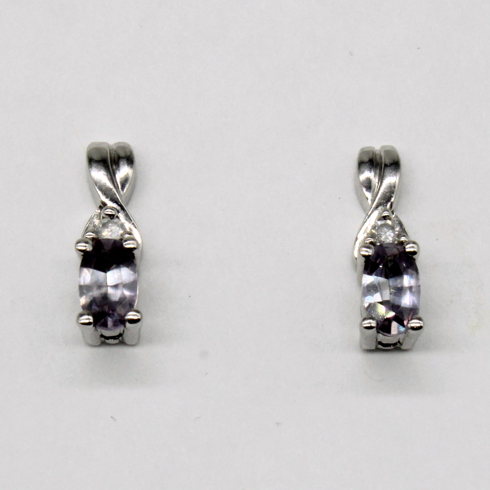 Synthetic Colour Change Sapphire & Diamond Earrings | 0.50ctw, 0.03ctw |