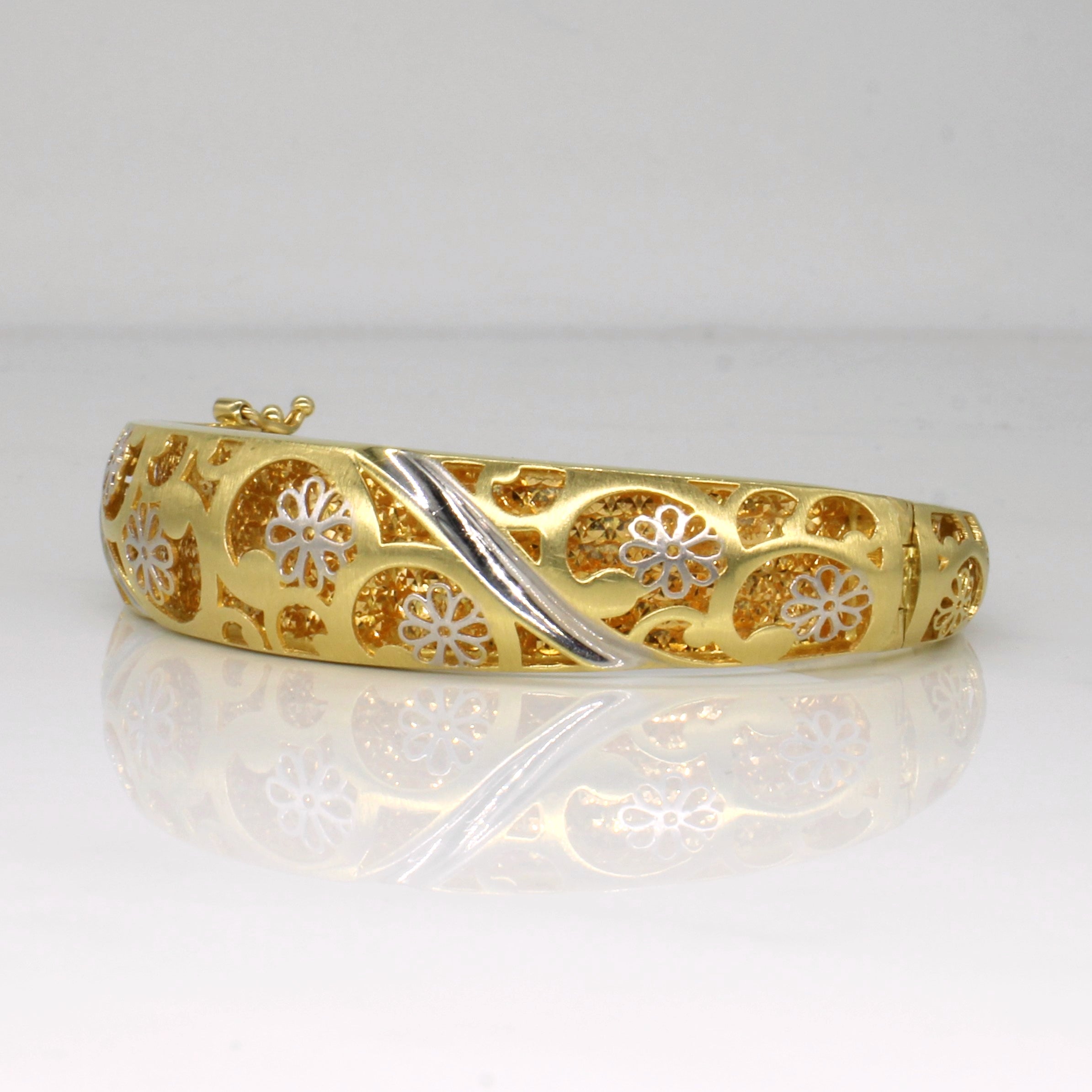 18k Two Tone Gold Floral Bracelet | 7.5" |