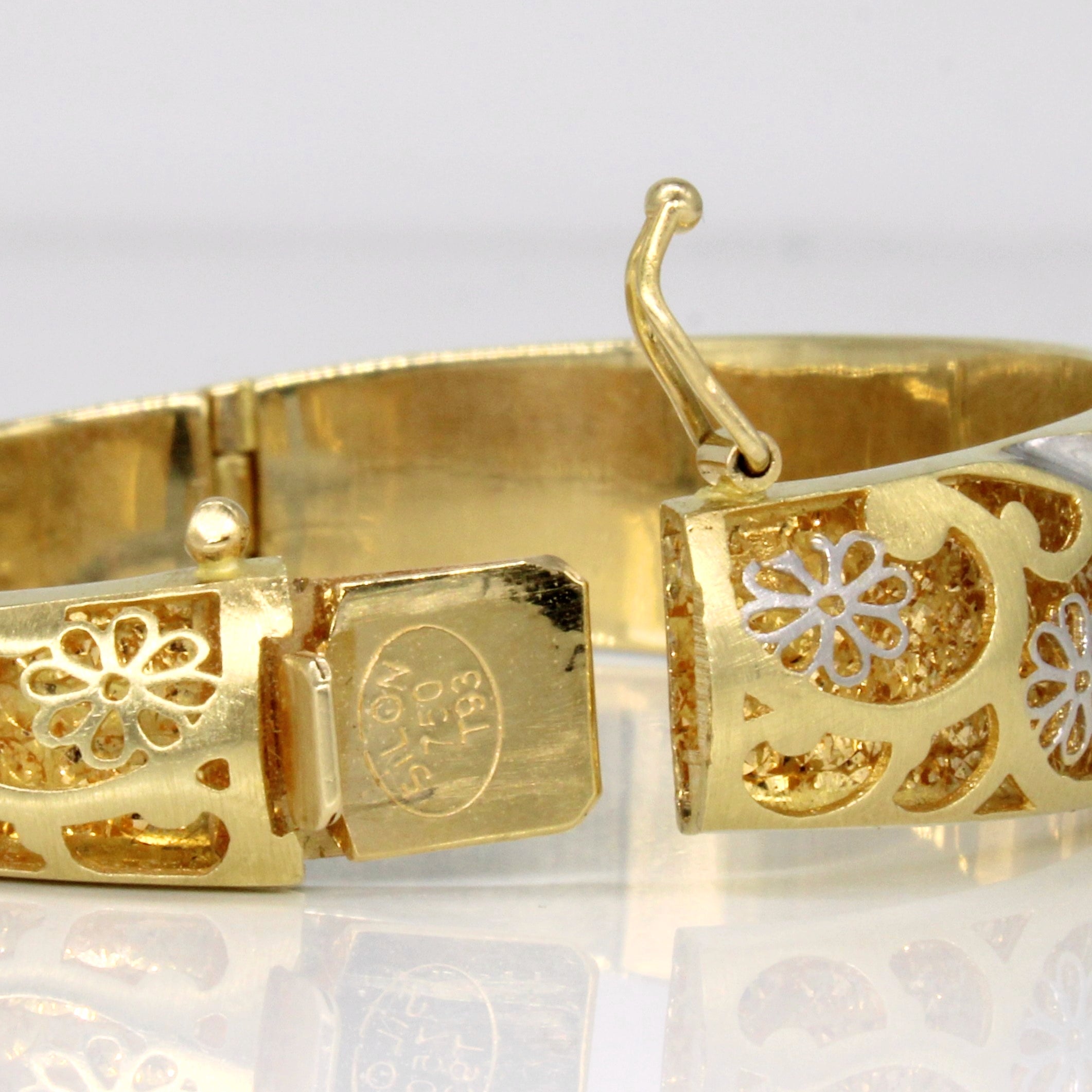 18k Two Tone Gold Floral Bracelet | 7.5" |