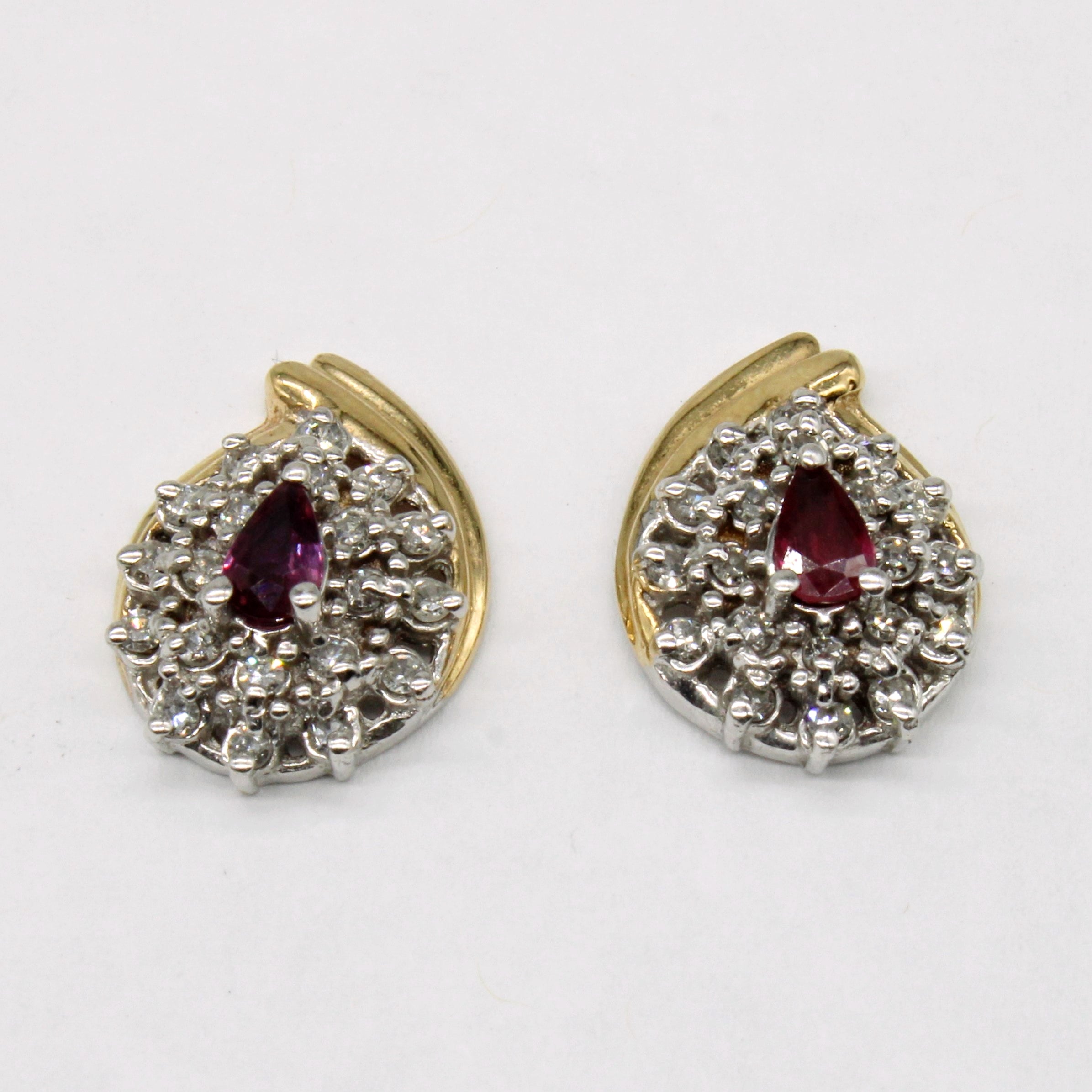 Diamond & Ruby Shield Earrings | 0.40ctw, 0.35ctw |