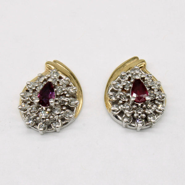 Diamond & Ruby Shield Earrings | 0.40ctw, 0.35ctw |
