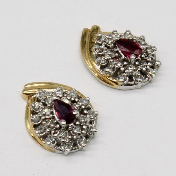 Diamond & Ruby Shield Earrings | 0.40ctw, 0.35ctw |