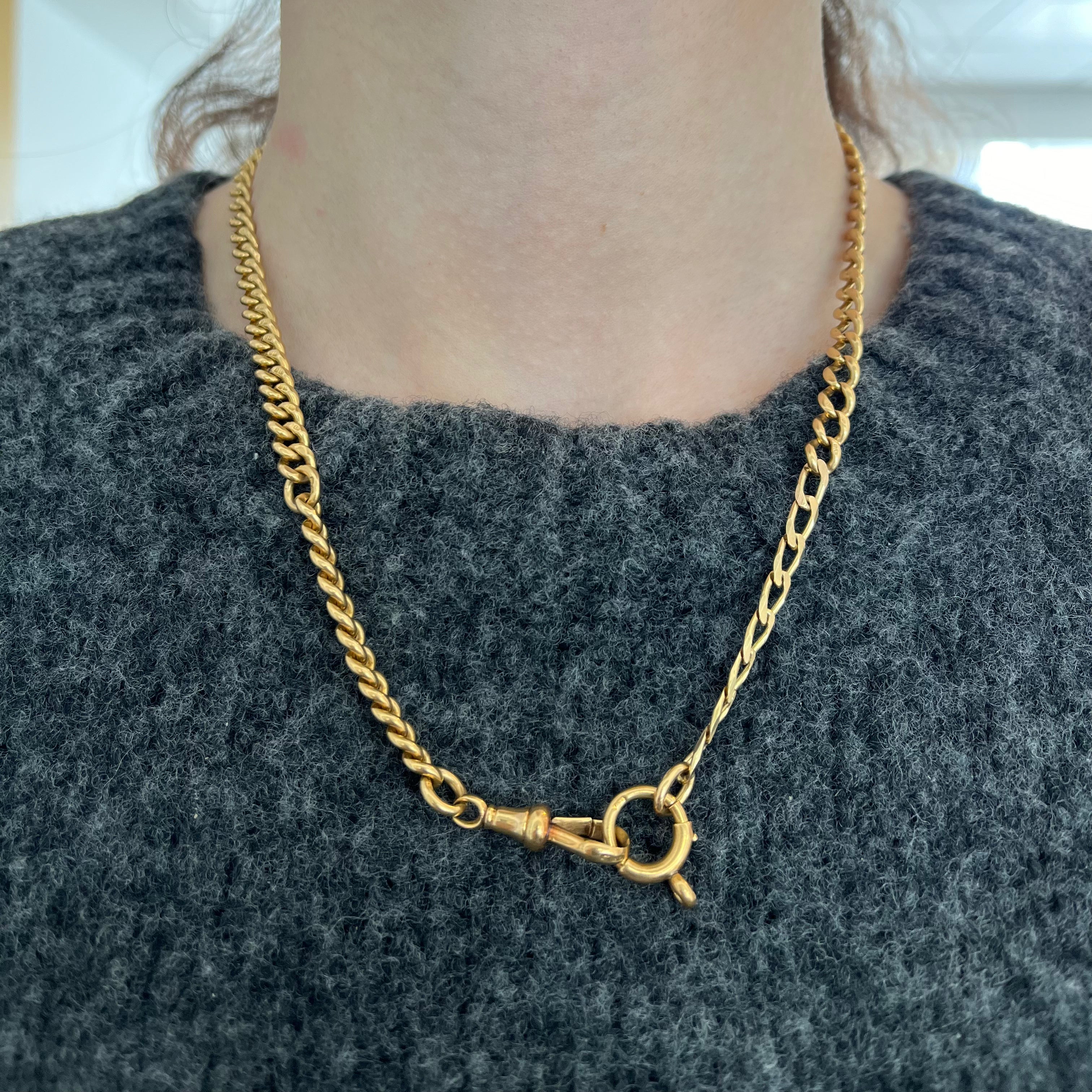 Victorian Watch Chain 18k Yellow Gold Curb Chain | 18" |