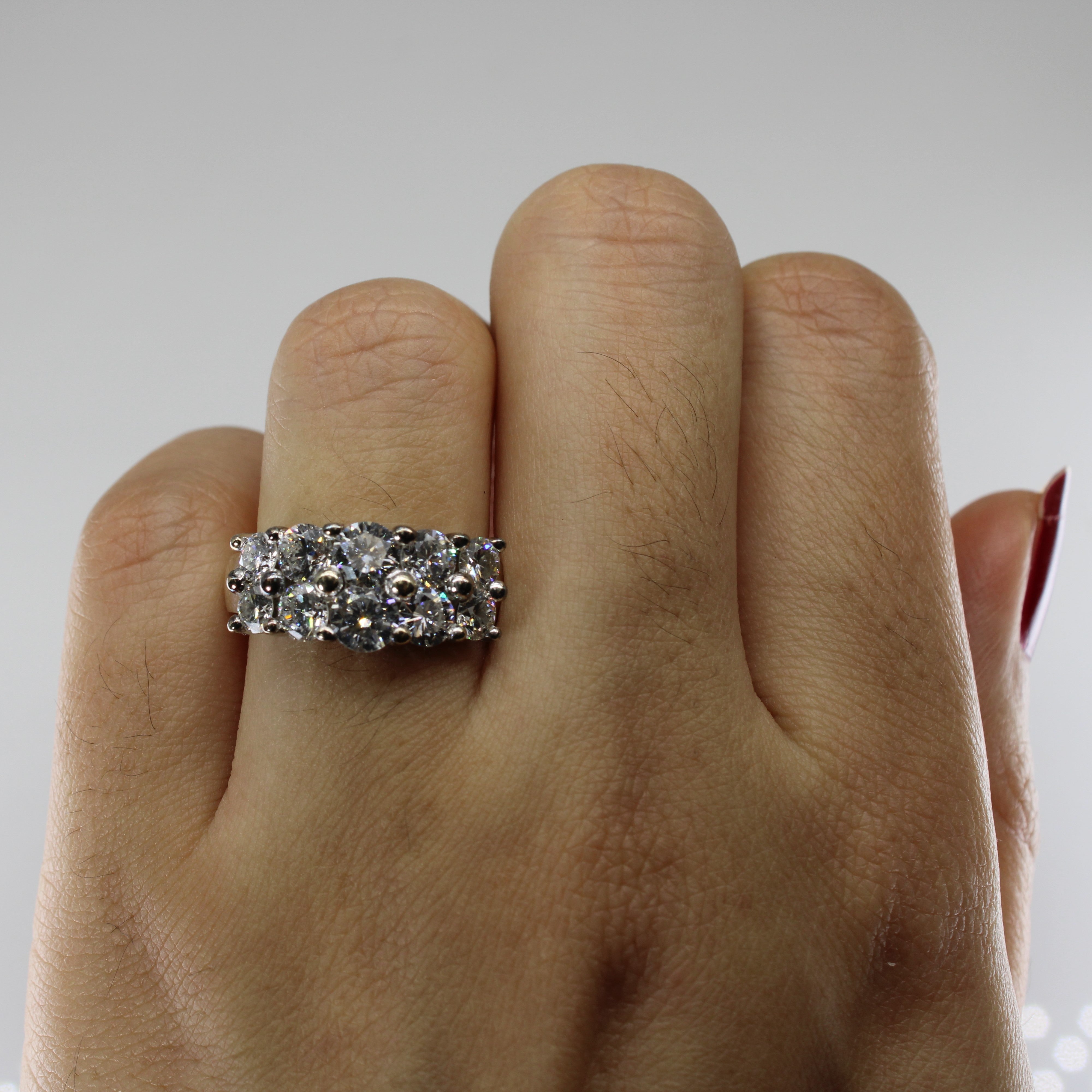 Bague sertie de diamants en double rangée | 2,18 ct | Taille 6,25 |