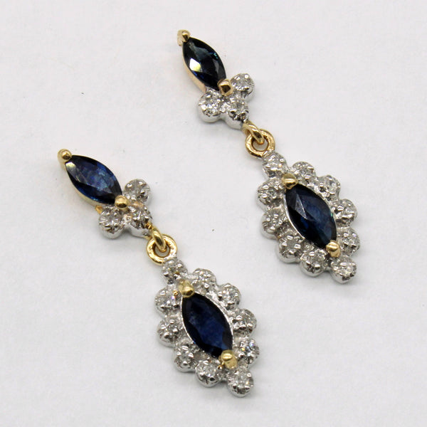 Sapphire & Diamond Drop Earrings | 0.55ctw, 0.13ctw |