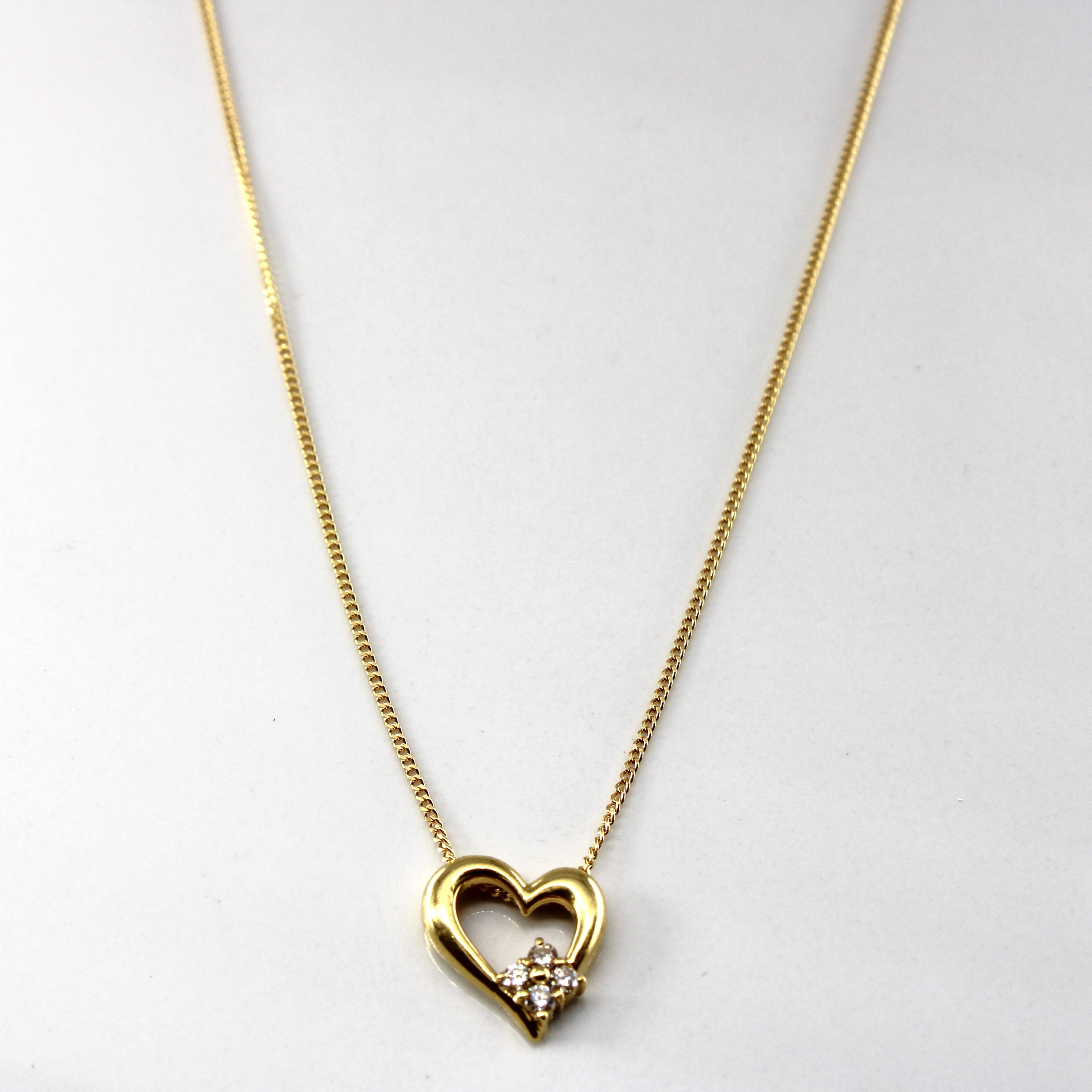 Diamond Heart Pendant Necklace | 0.12ctw | 16"|