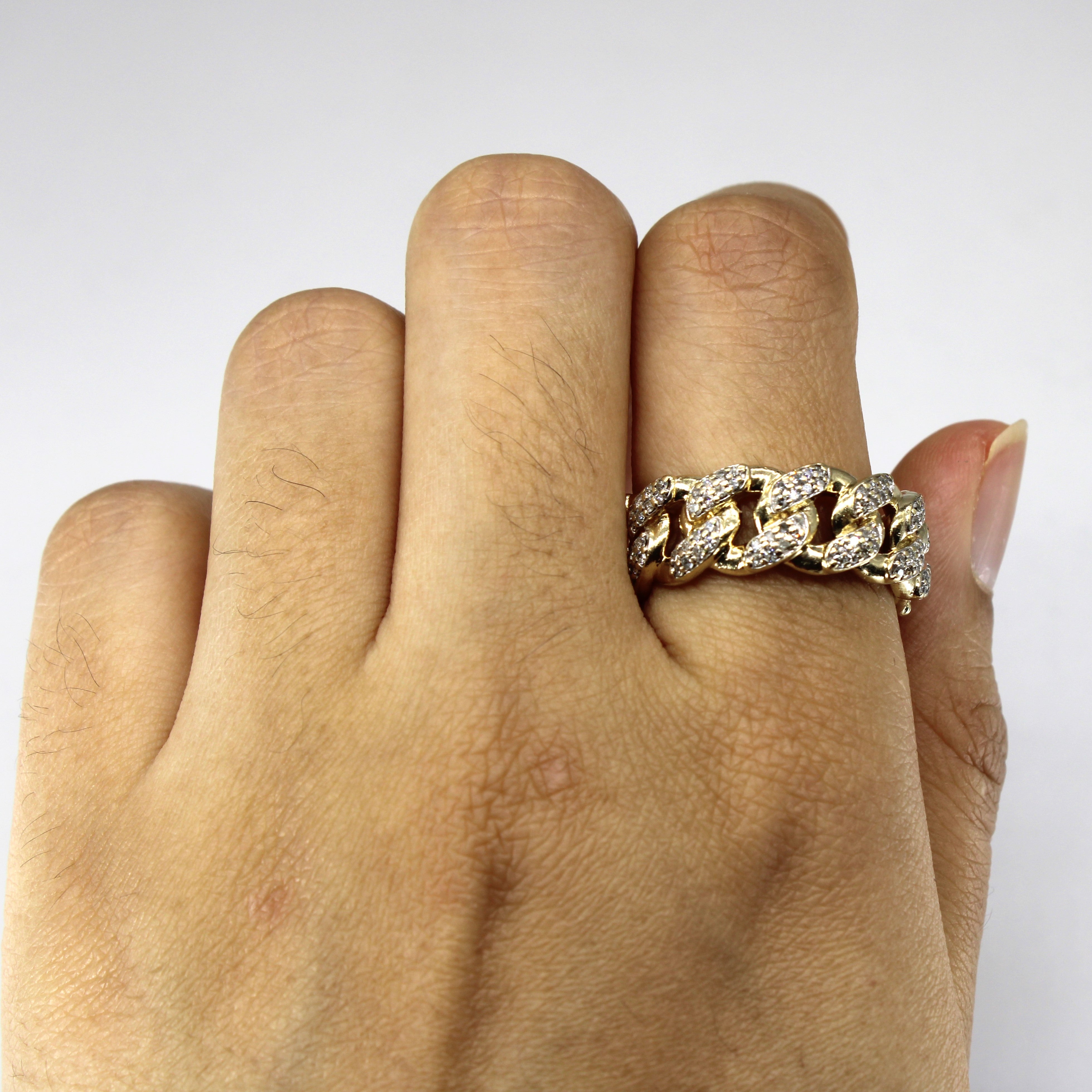 Diamond Curb Link Gold Ring | 0.48ctw | SZ 9.75 |