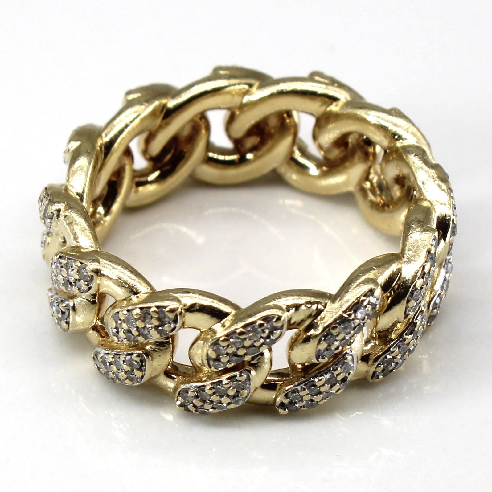 Diamond Curb Link Gold Ring | 0.48ctw | SZ 9.75 |