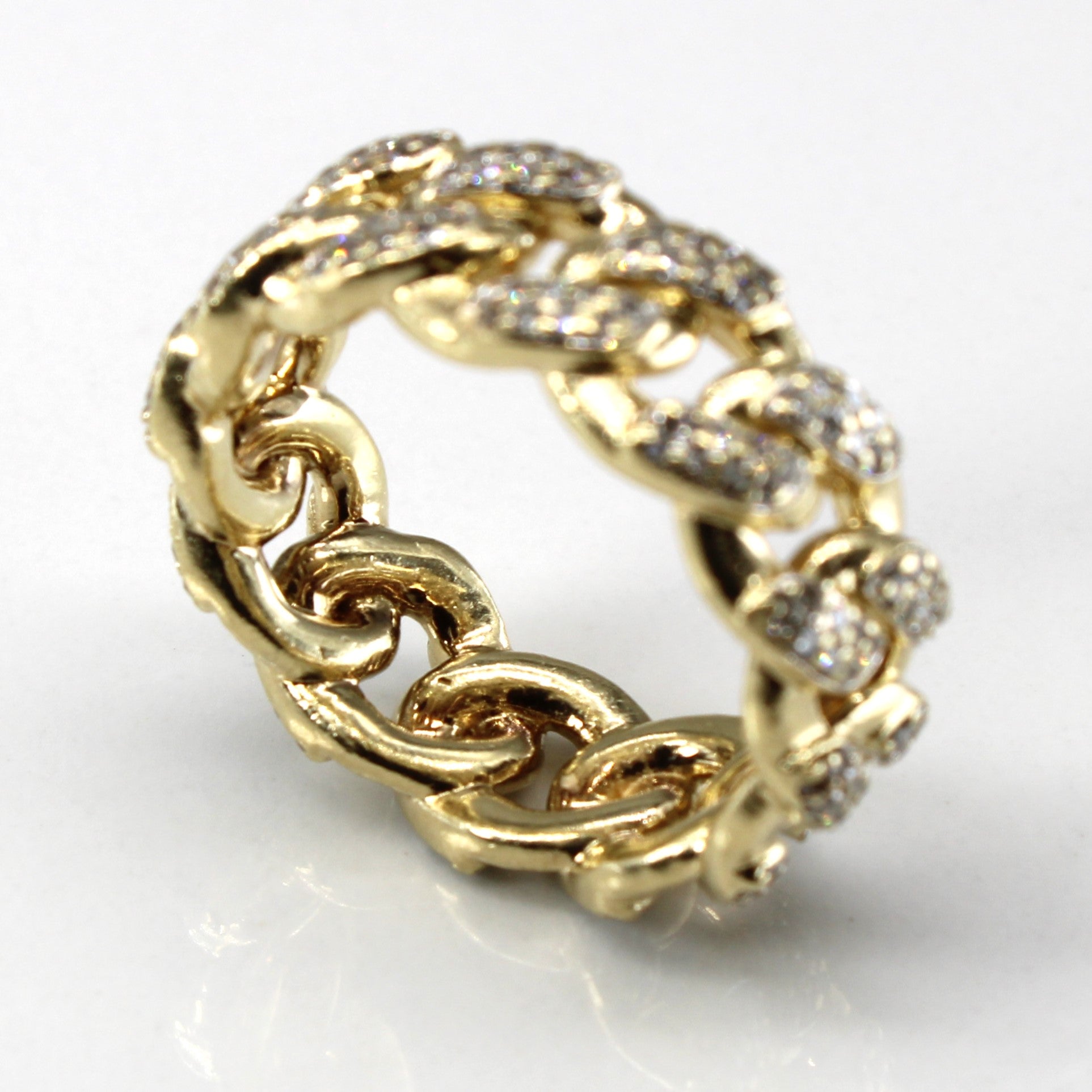 Diamond Curb Link Gold Ring | 0.48ctw | SZ 9.75 |