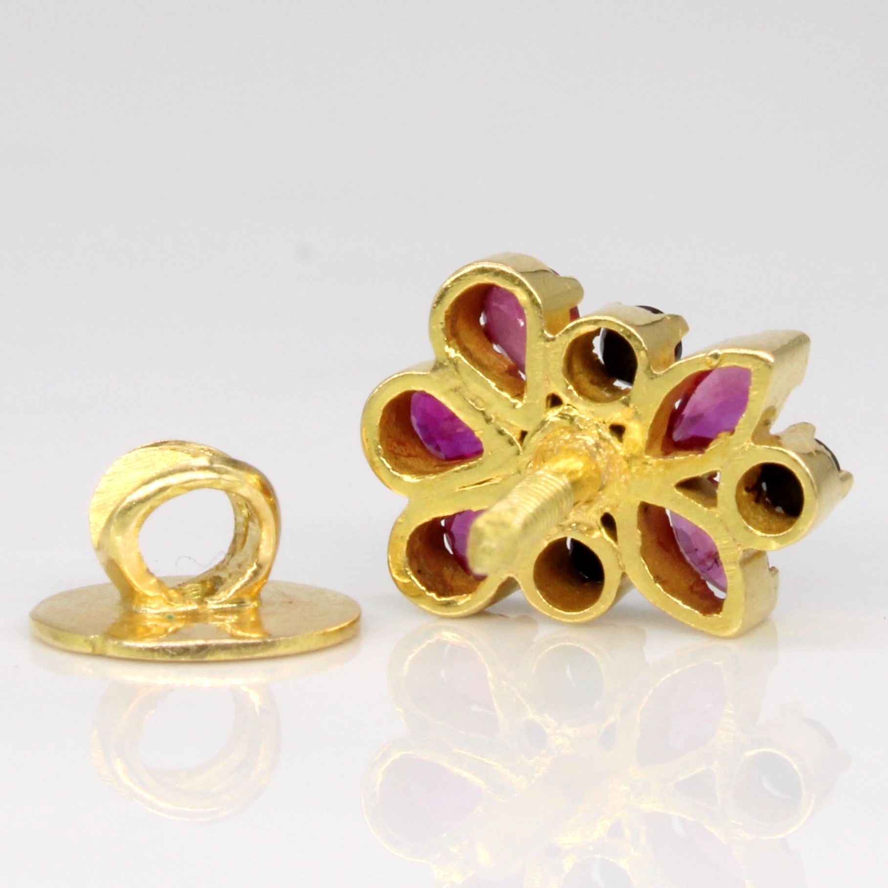 Ruby & Sapphire Cluster Earrings | 0.90ctw, 0.36ctw |
