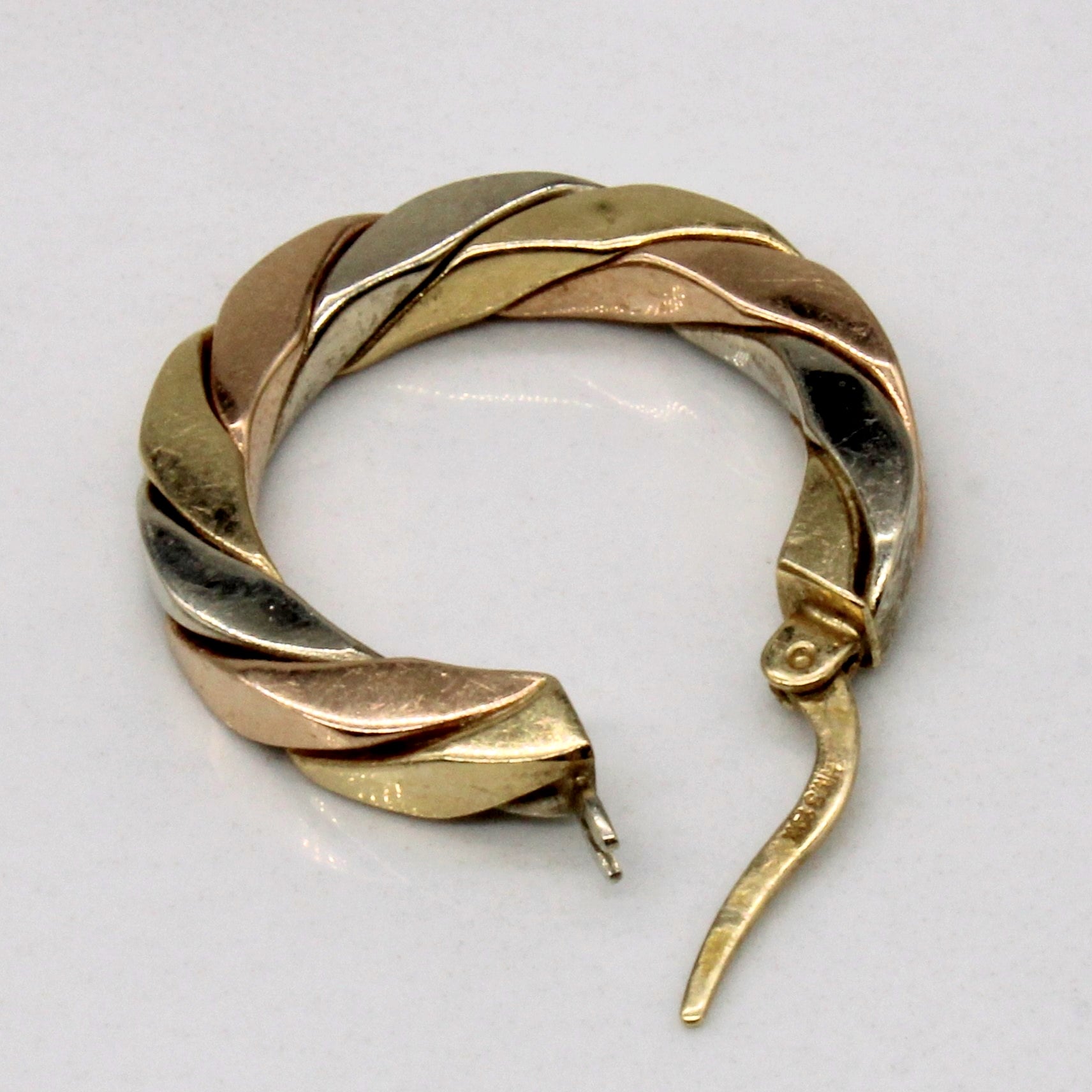 14k Tri Tone Gold Hoop Earrings