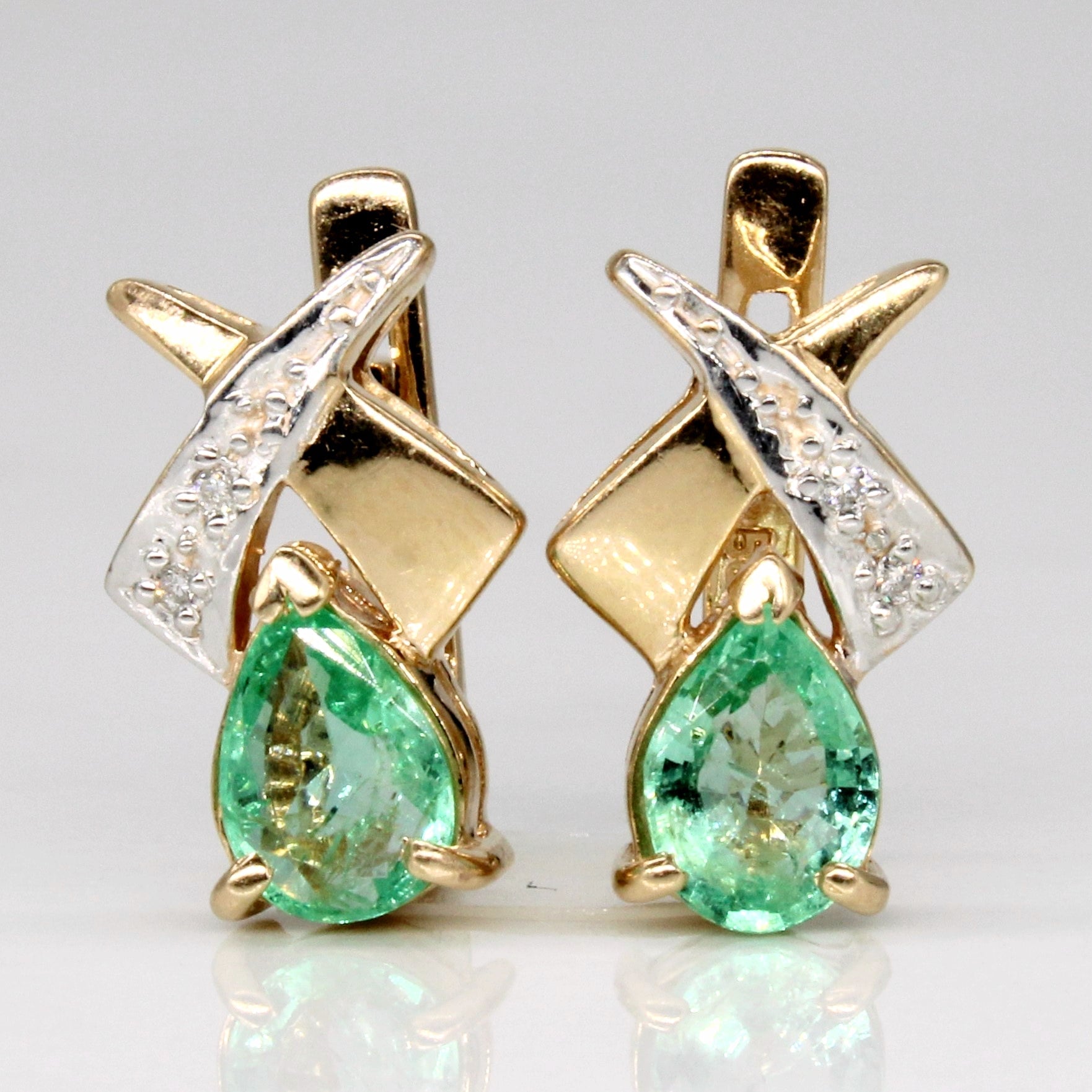 Emerald & Diamond Earrings | 0.80ctw, 0.03ctw |
