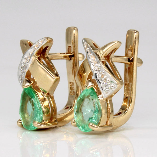 Emerald & Diamond Earrings | 0.80ctw, 0.03ctw |