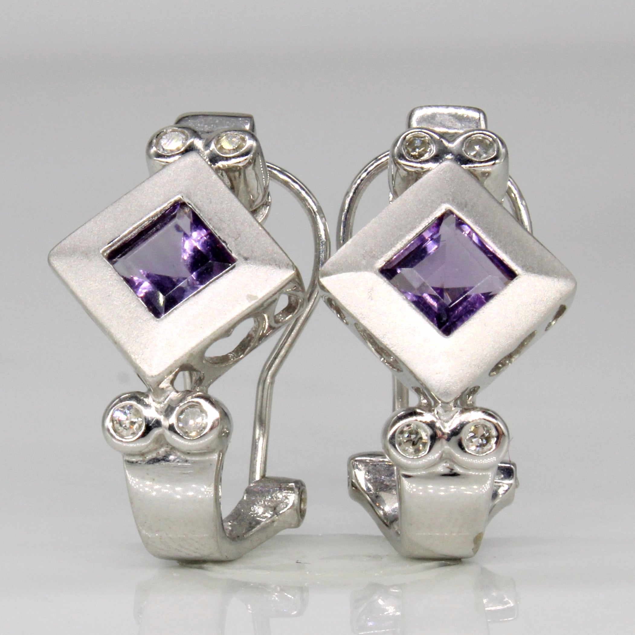 Amethyst & Diamond Earrings | 0.80ctw, 0.08ctw |