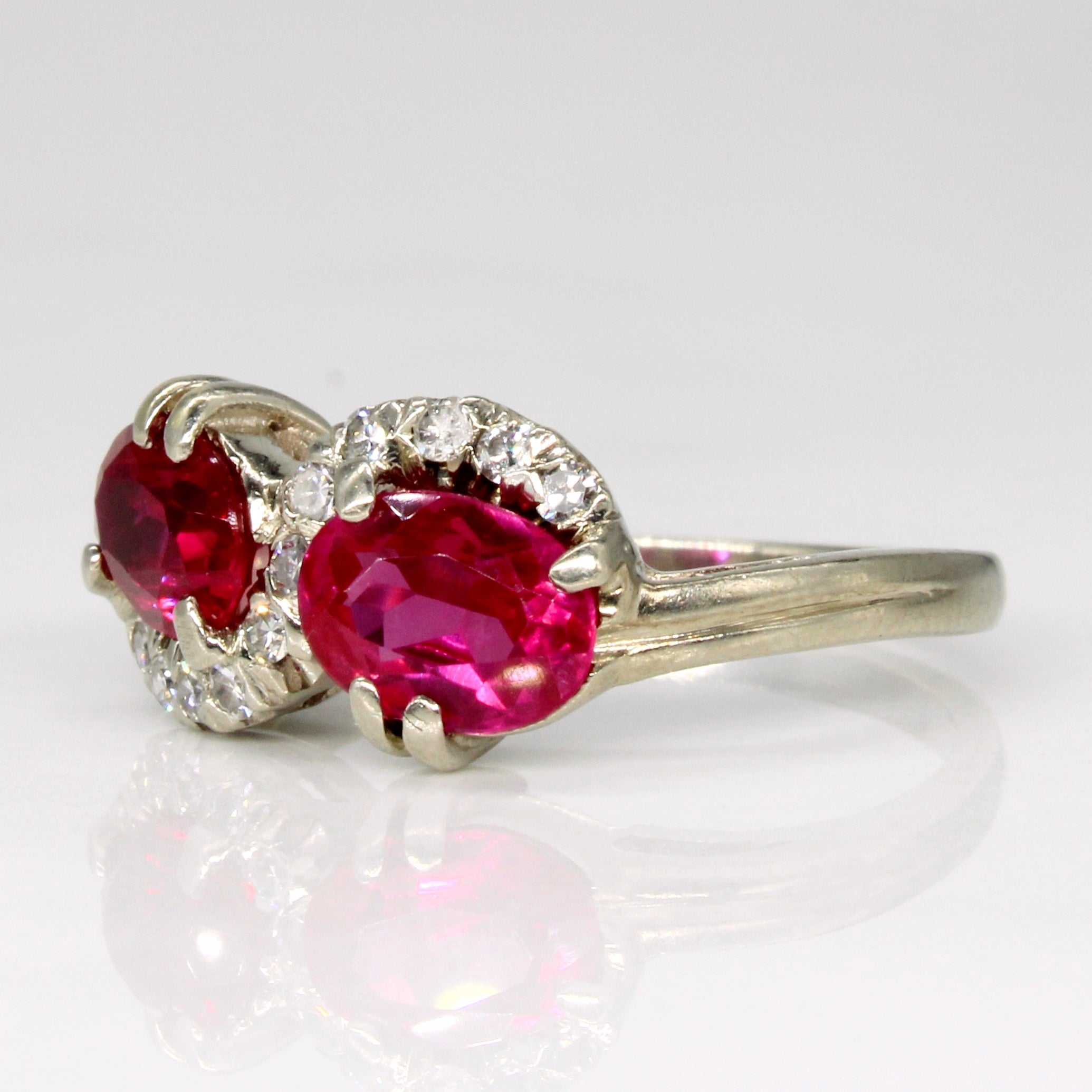 Synthetic Ruby & Diamond Waterfall Ring | 2.00ctw, 0.11ctw | SZ 5.75 |