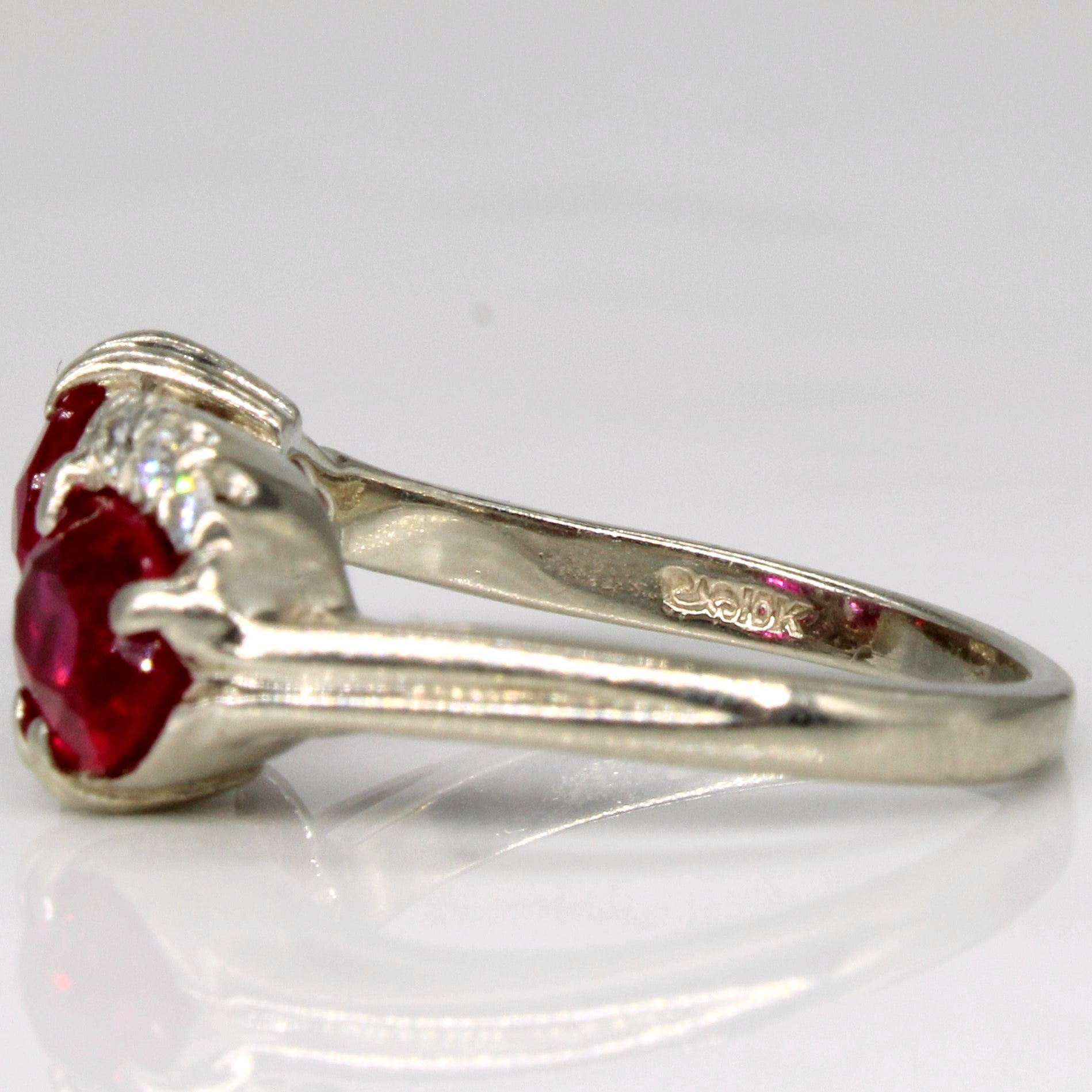 Synthetic Ruby & Diamond Waterfall Ring | 2.00ctw, 0.11ctw | SZ 5.75 |