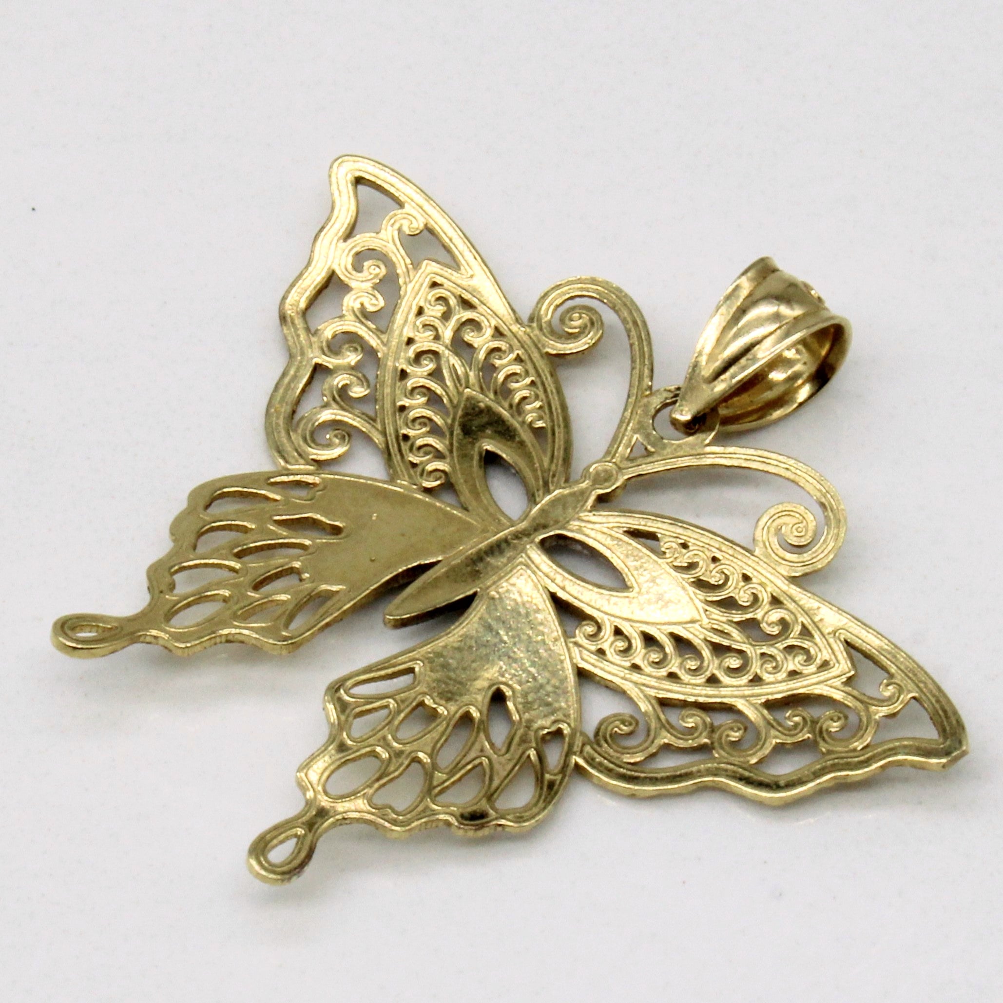14k Two Tone Gold Butterfly Pendant