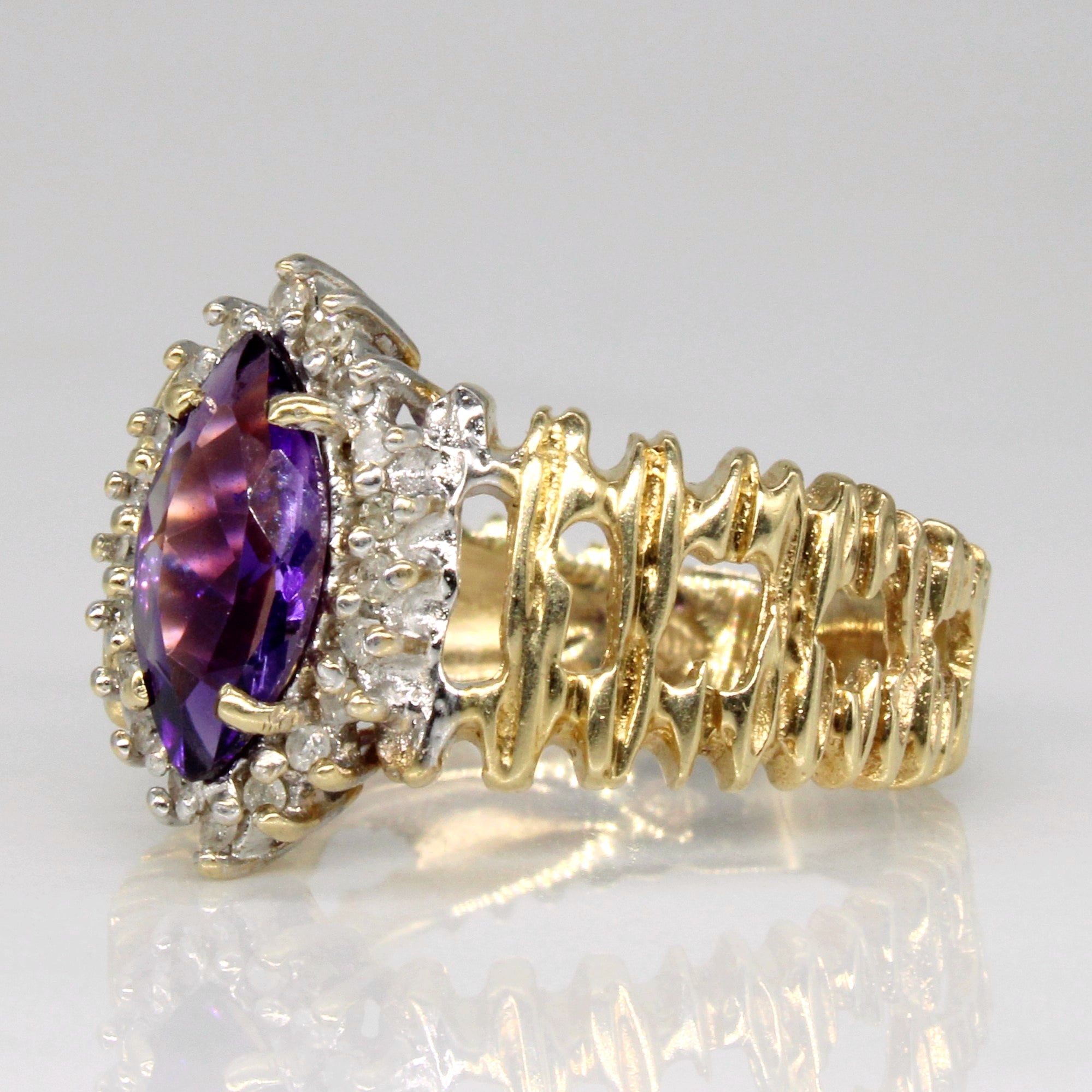 Amethyst & Diamond Ring | 0.65ct, 0.08ctw | SZ 6.75 |