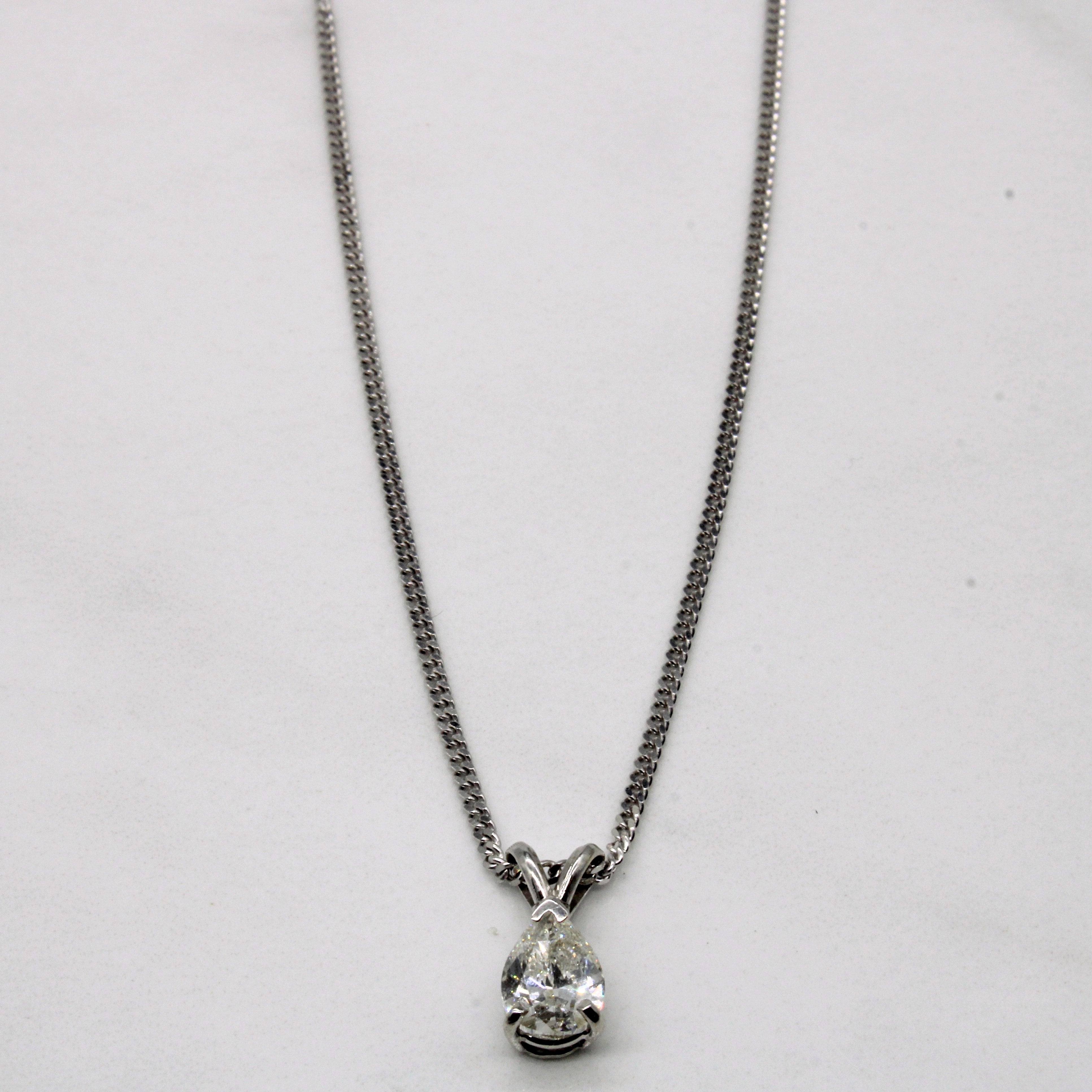 Collier pendentif diamant taille poire | 1,00 ct | 45,7 cm |