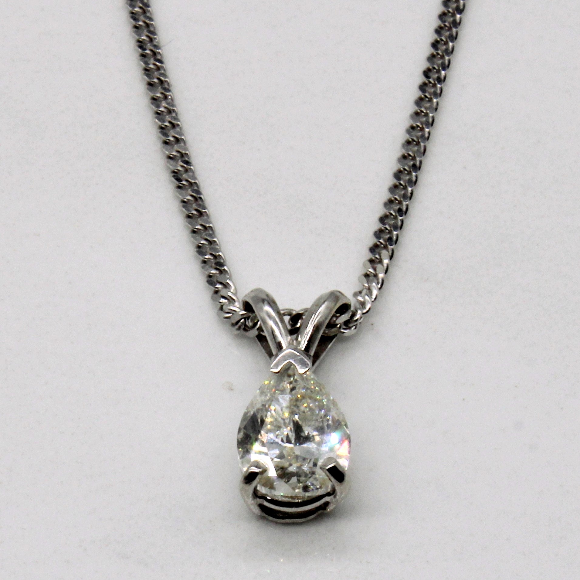 Collier pendentif diamant taille poire | 1,00 ct | 45,7 cm |