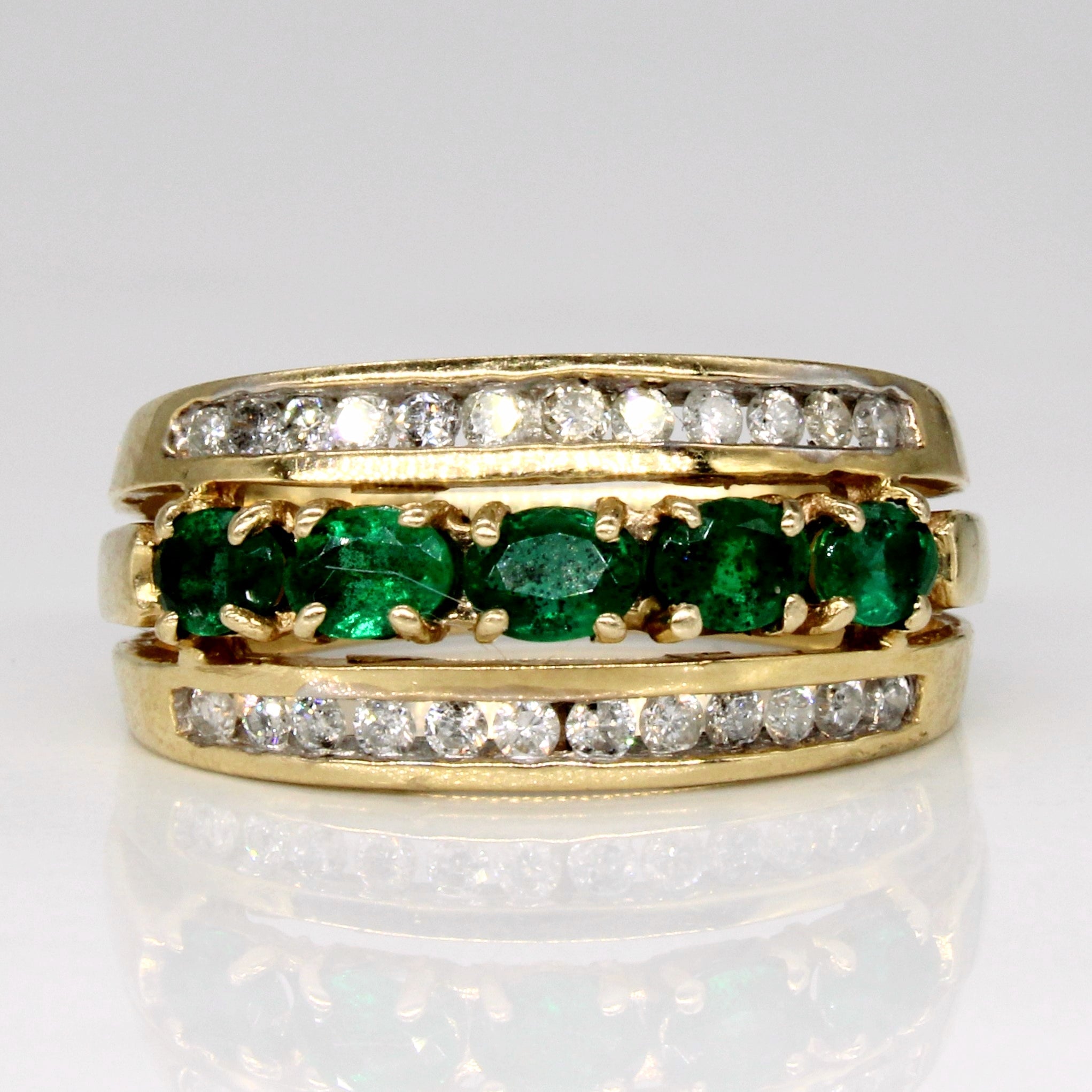 Bague émeraude et diamants | 0,60 ct, 0,36 ct | Taille 7 |