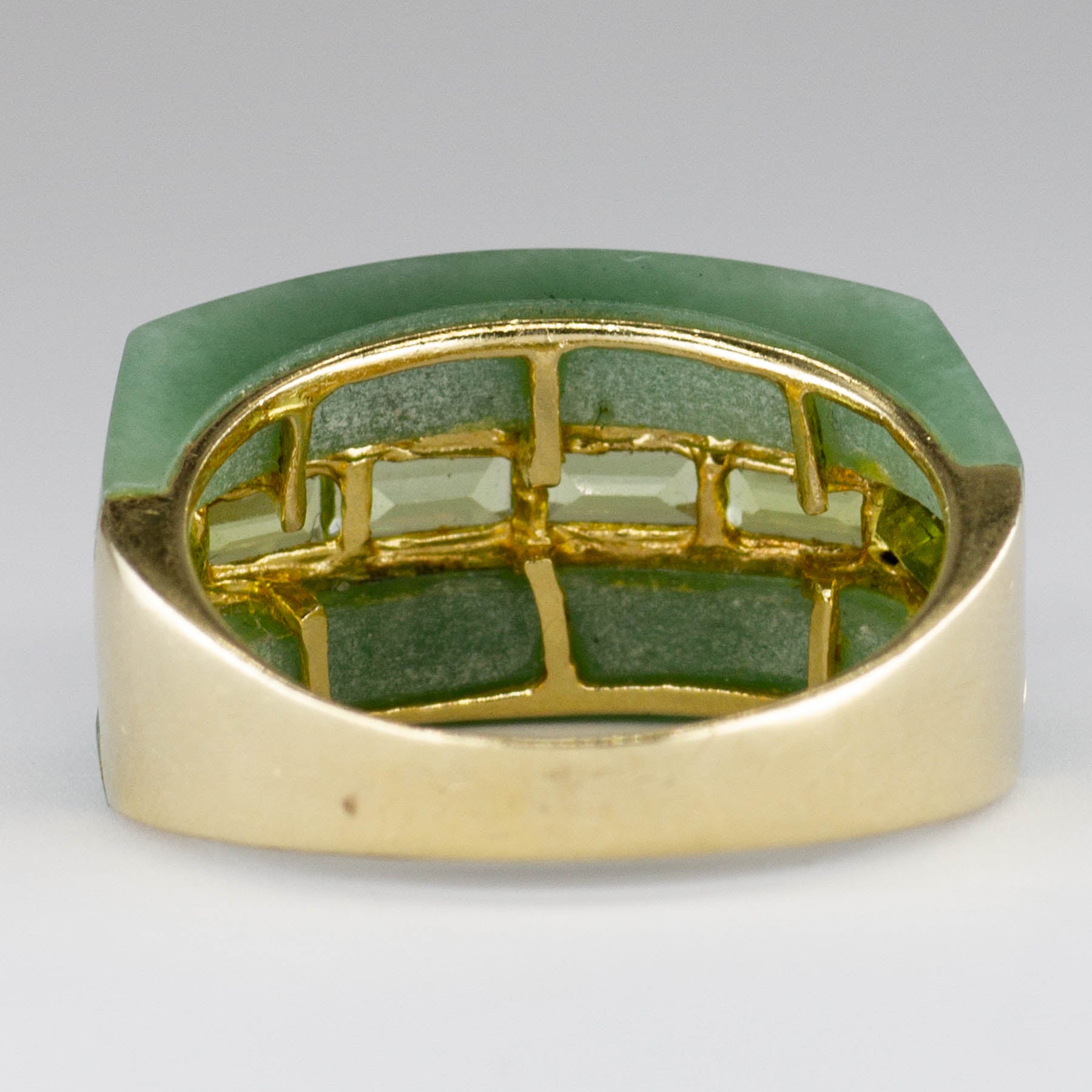 Jadeite and Peridot 14k Ring | 5.0ctw, 1.2ctw | SZ 8 |