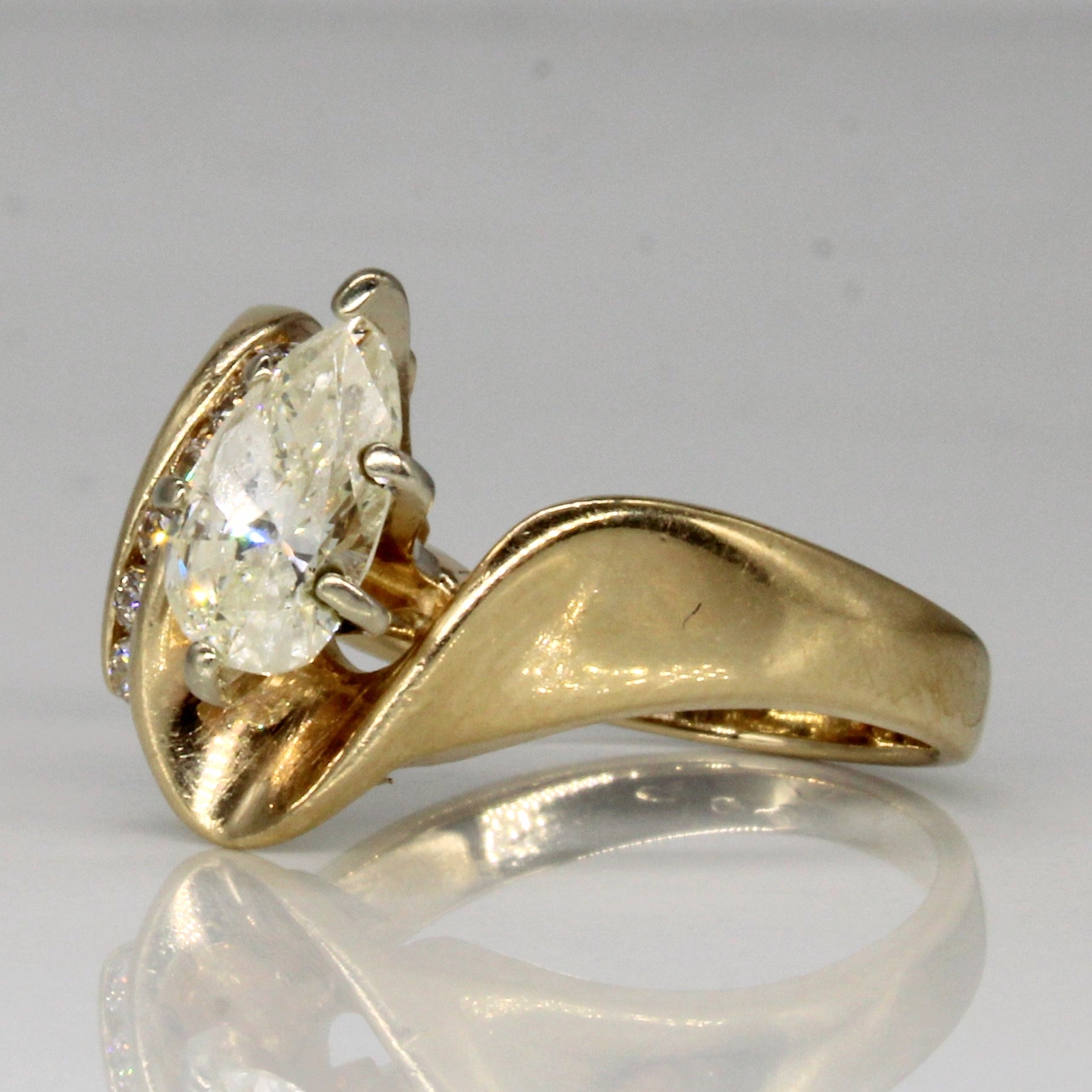 Bague de fiançailles en diamant taille poire | 1,34 ct | Taille 8 |