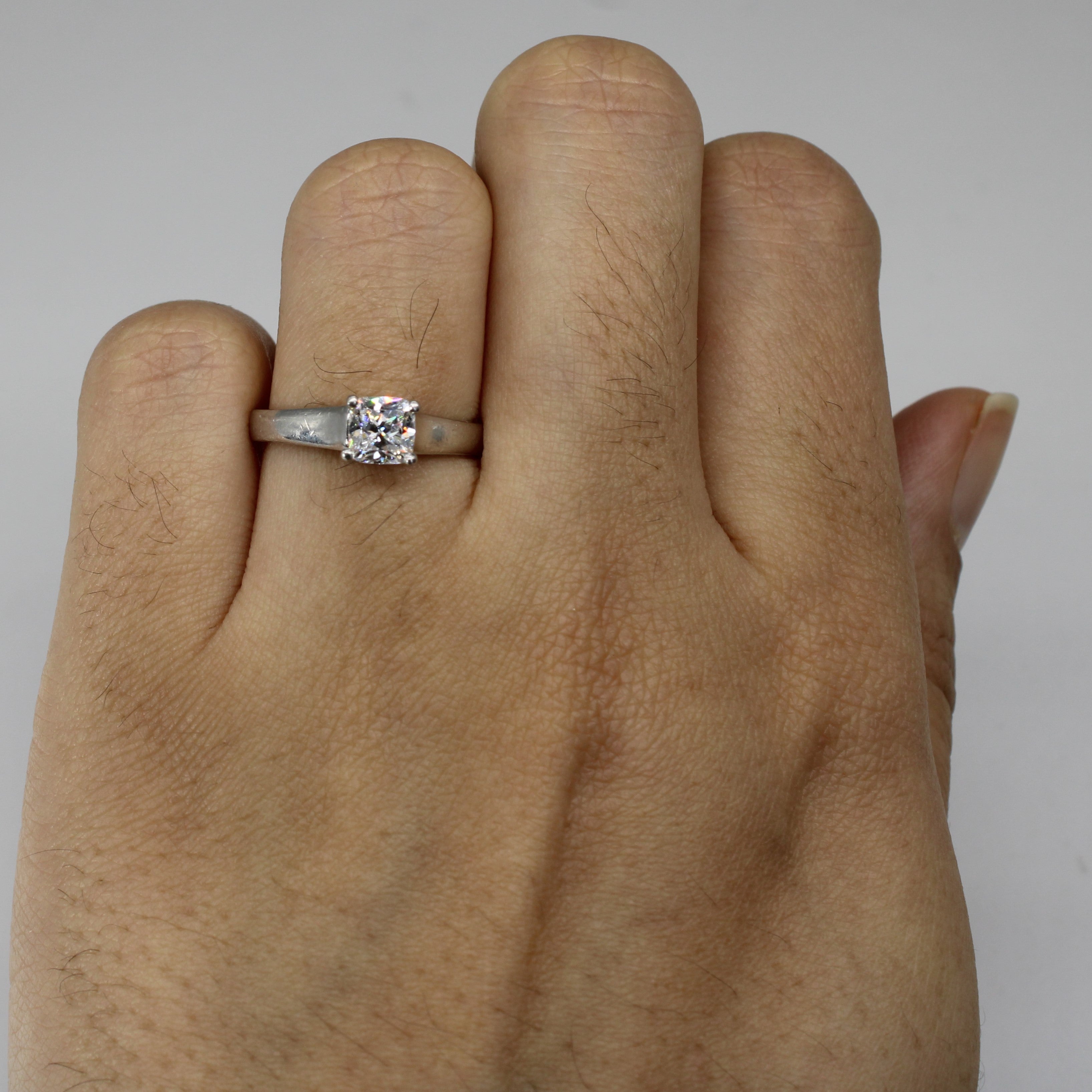 Solitaire Cushion Diamond Engagement Platinum Ring | 0.58ct IF E | SZ 5.5 |