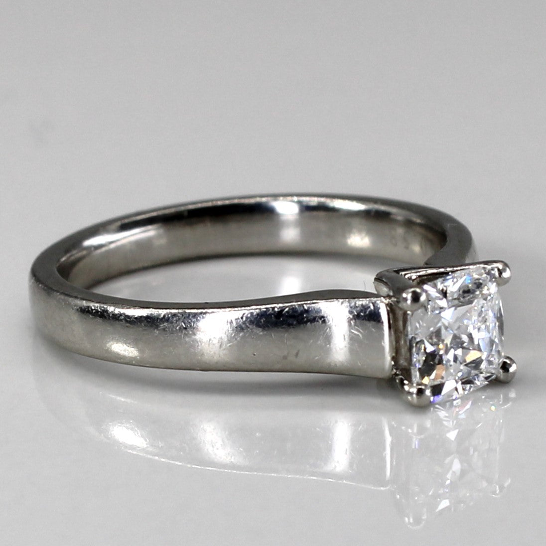 Solitaire Cushion Diamond Engagement Platinum Ring | 0.58ct IF E | SZ 5.5 |