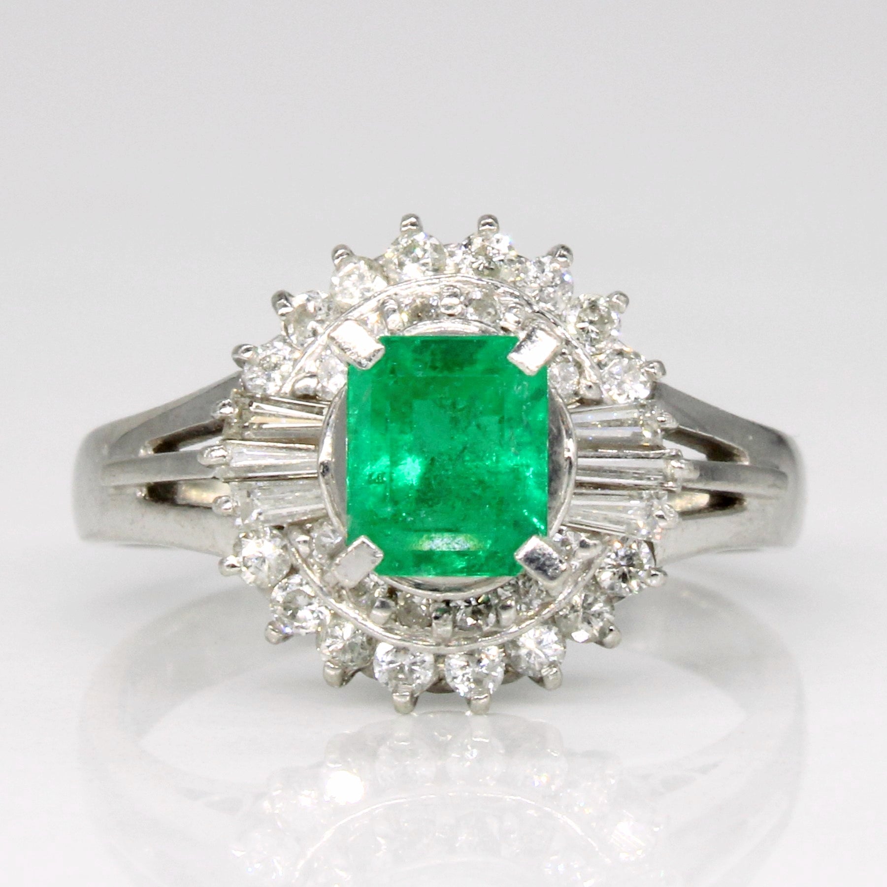 Emerald & Diamond Halo Ring | 0.70ct, 0.44ctw | SZ 6 |