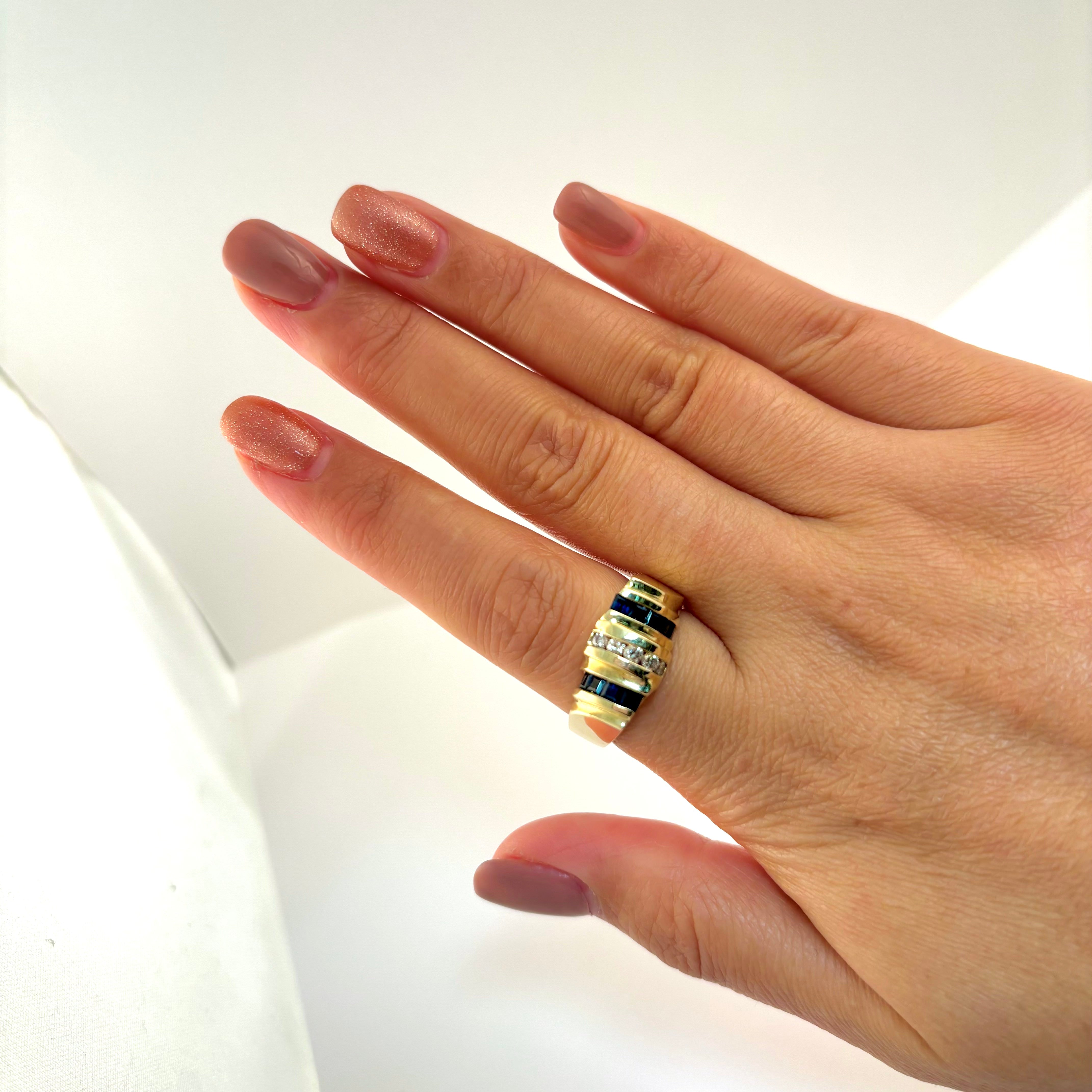 14k Sapphire and Diamond Cocktail Ring | 0.88ctw, 0.23ctw | SZ 9.25