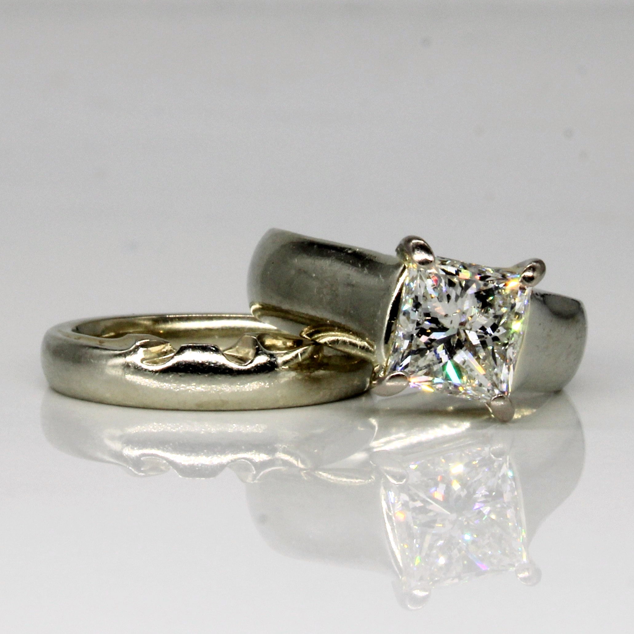 Princess Cut Diamond Wedding Ring Set | 1.60ct | SZ 3.75 |