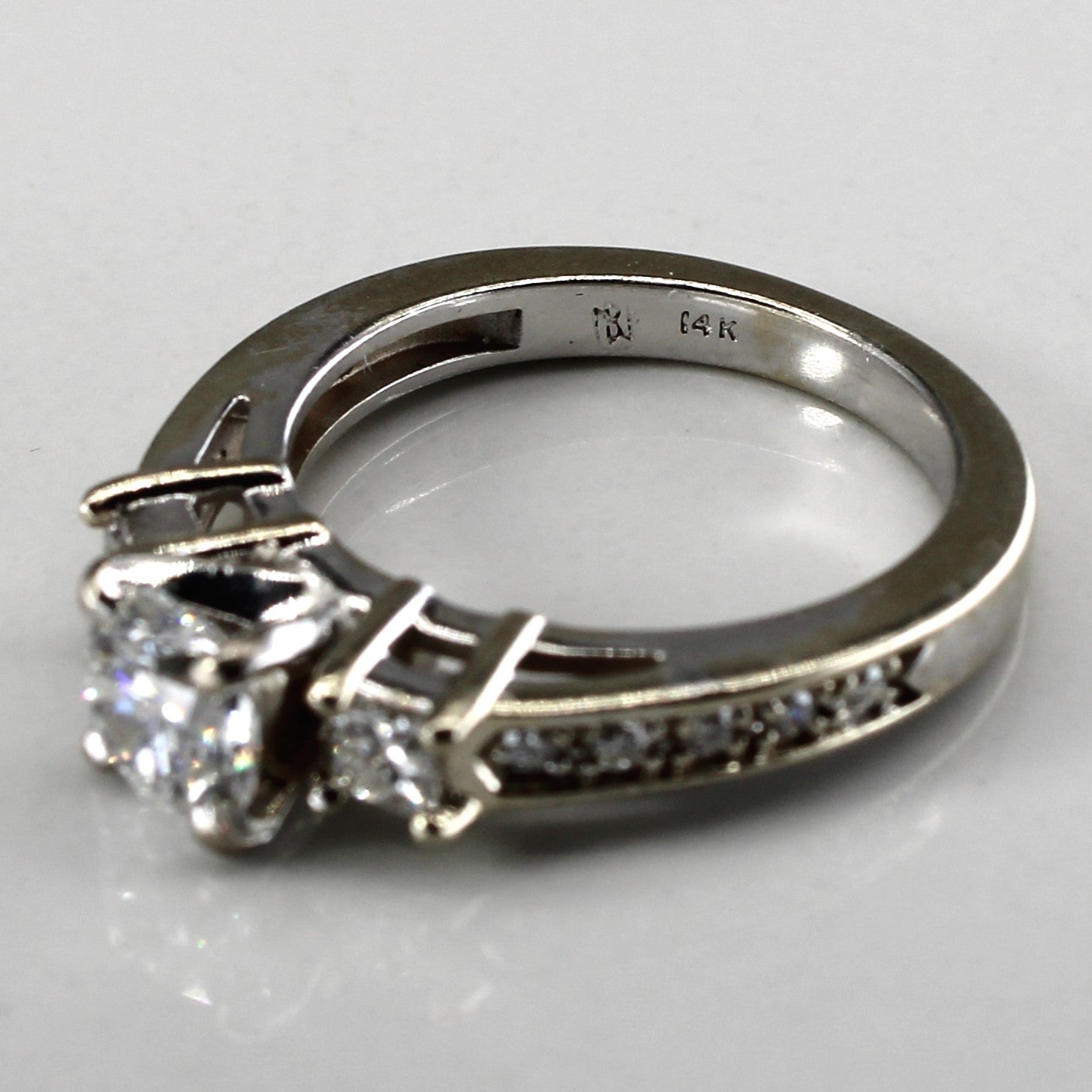 Three Stone Diamond with Accents Engagement Ring | 1.16ctw VVS2 F | SZ 4.5 |
