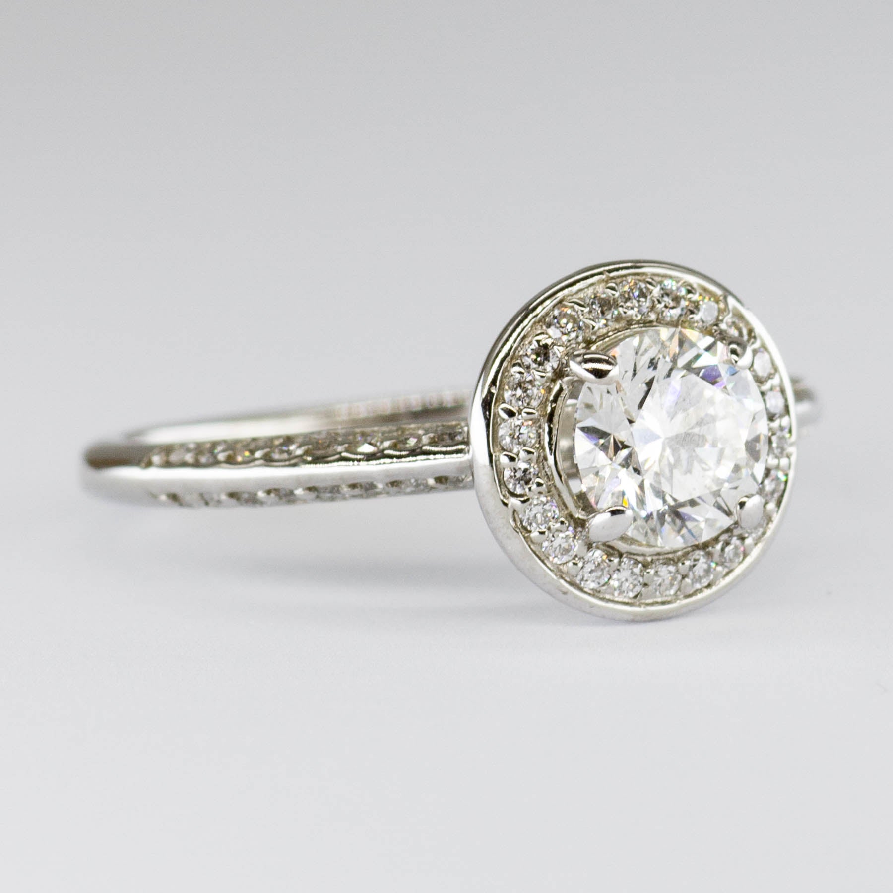 GIA Certified Halo Diamond Engagement Ring | 1.00ctw | SI2 I XXX | SZ 6.5 |