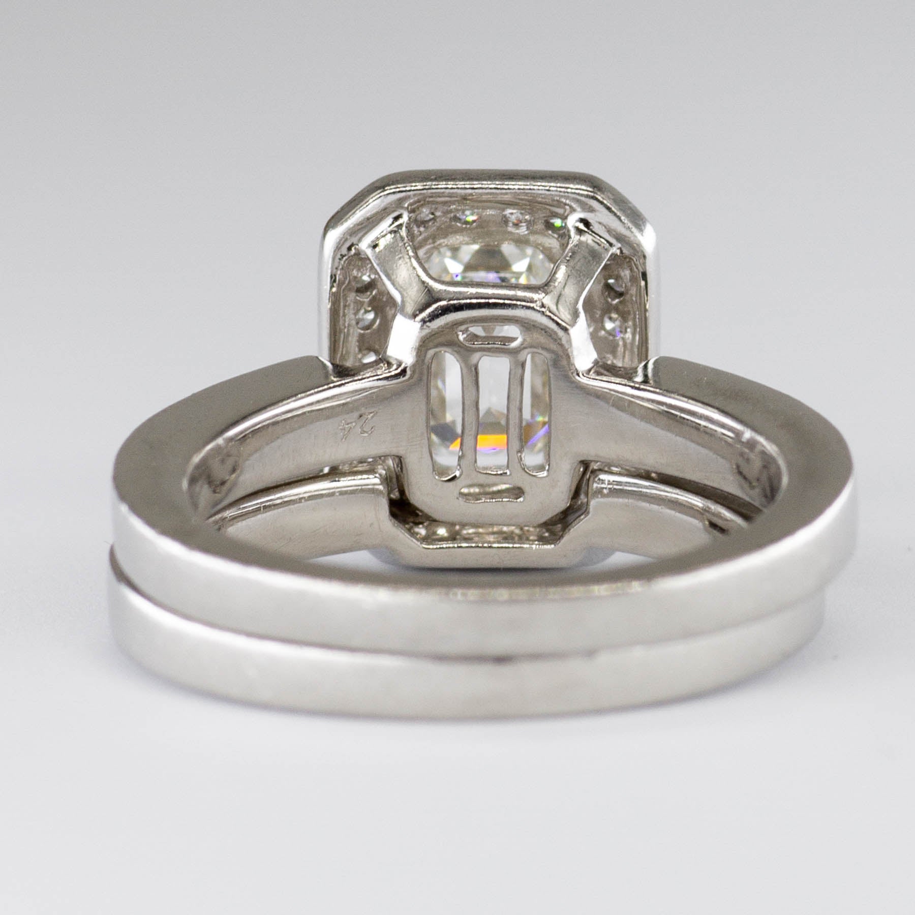 Emerald Cut Diamond Halo Engagement Ring Set | 1.46ctw | SZ 4.5 |