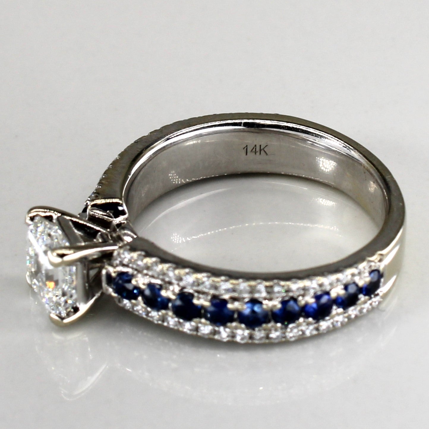Diamond & Sapphire Engagement Ring | 1.65ctw VS1 F | SZ 6.25 |