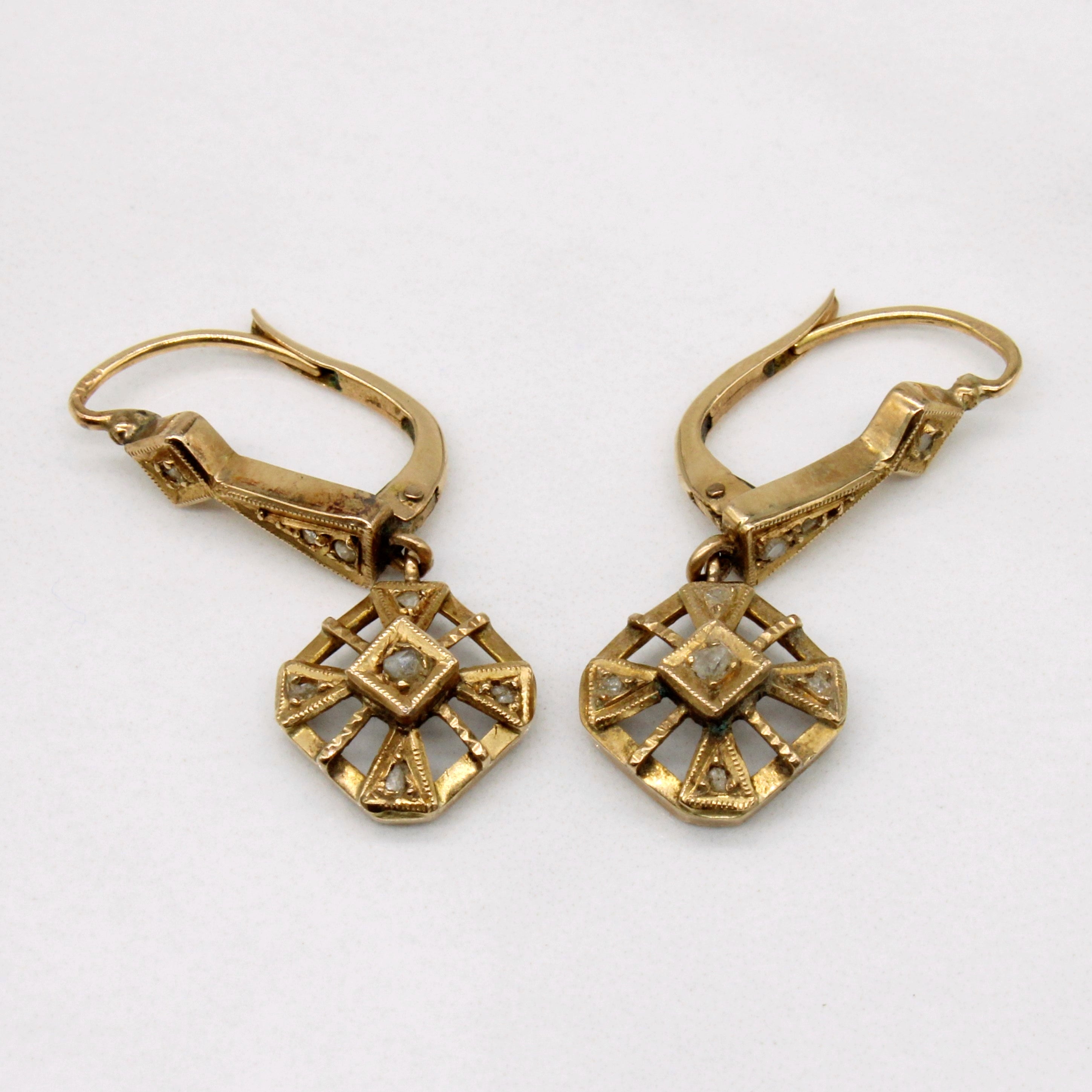 Boucles d'oreilles pendantes en diamant taille rose antique | 0,06 ct |