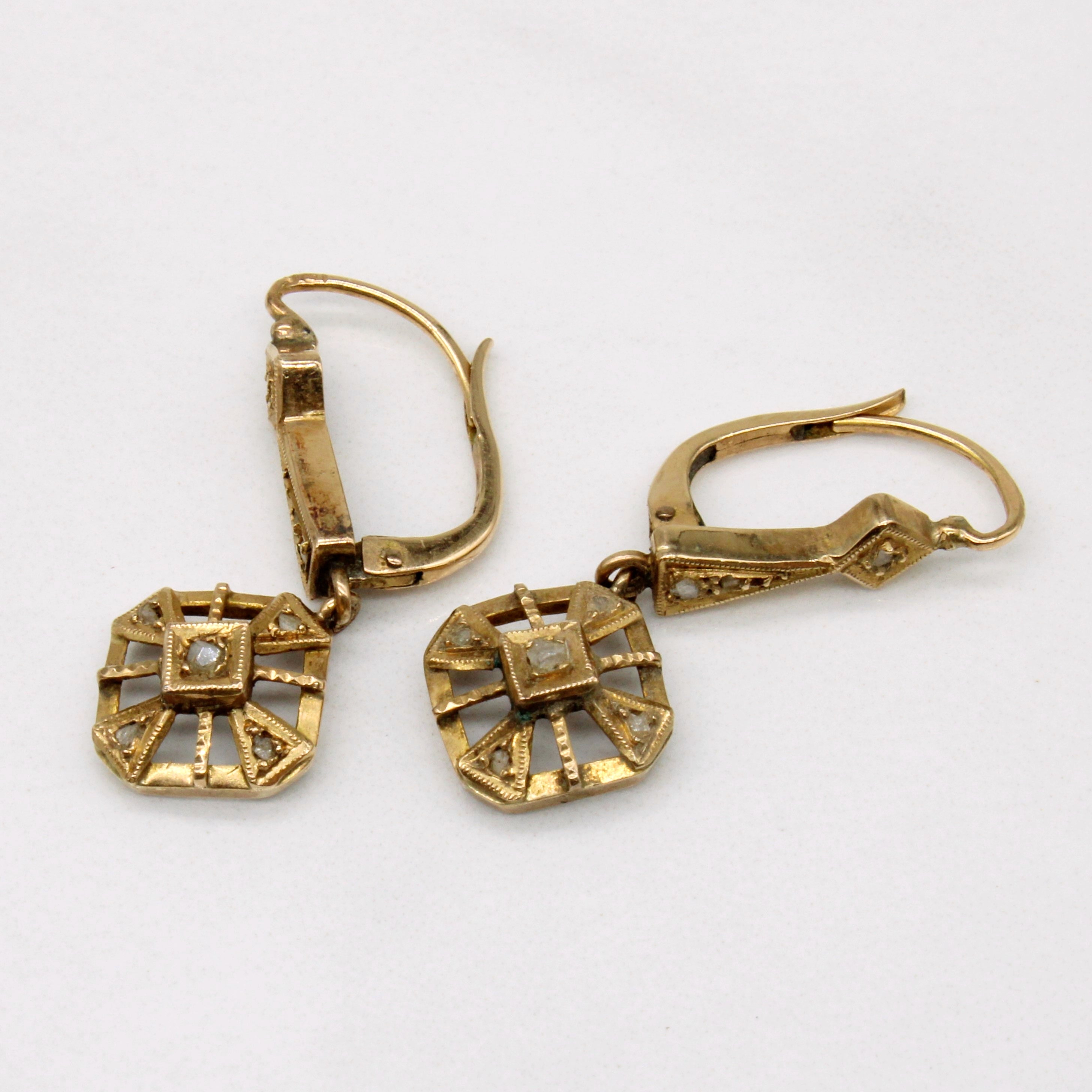 Boucles d'oreilles pendantes en diamant taille rose antique | 0,06 ct |
