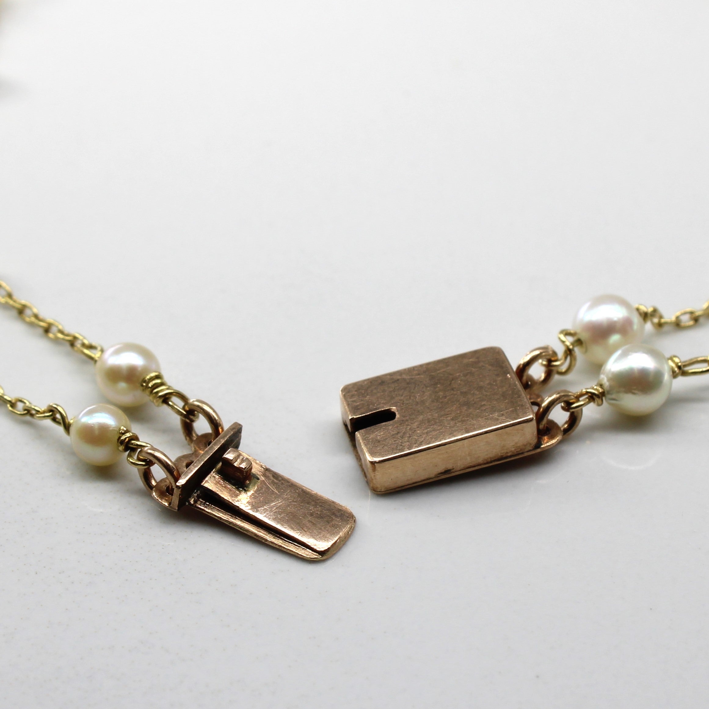 Gold Double Chain Pearl Necklace | 24"|